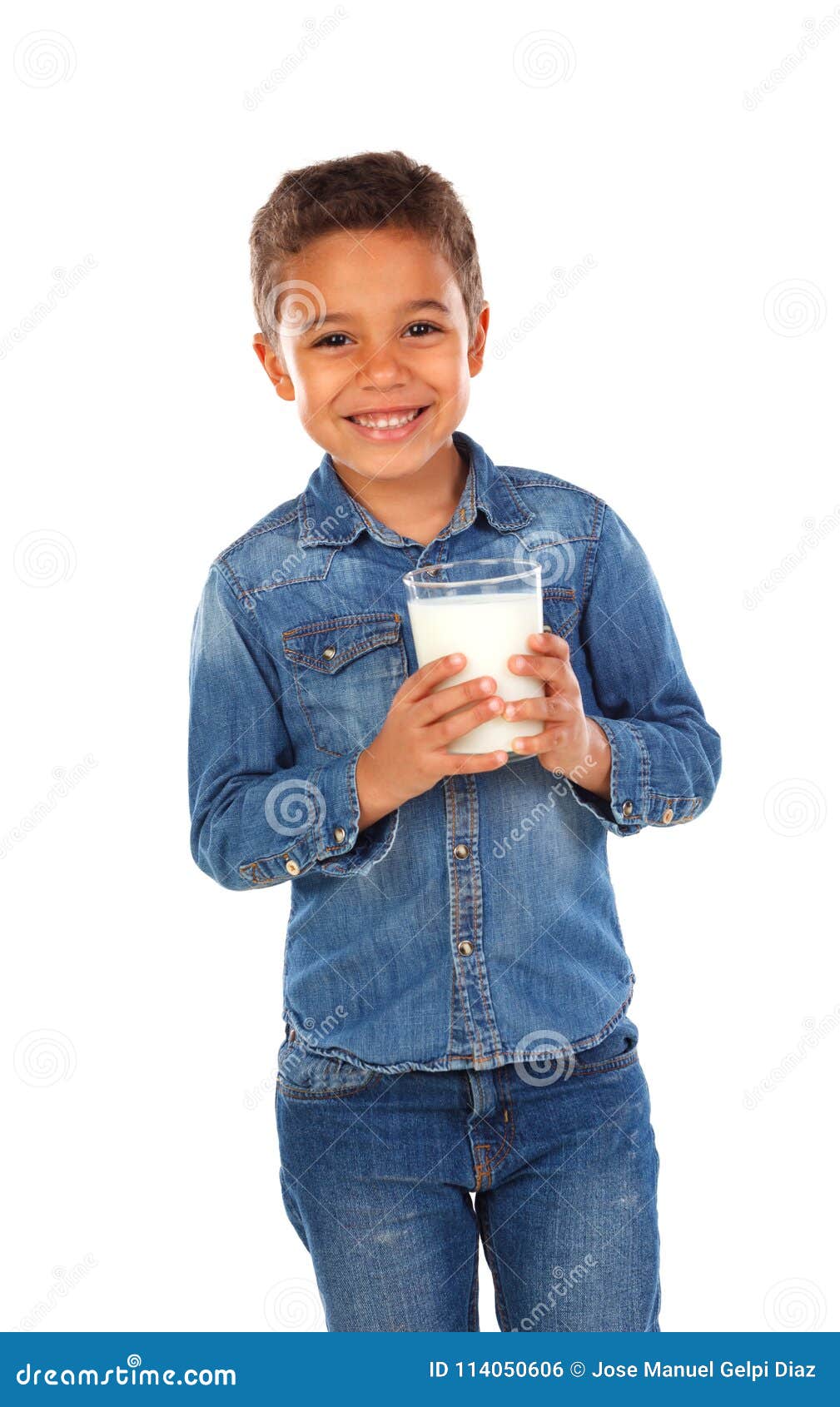Adorable Child Drinking Milk Stock Photo - Image of childhood ...