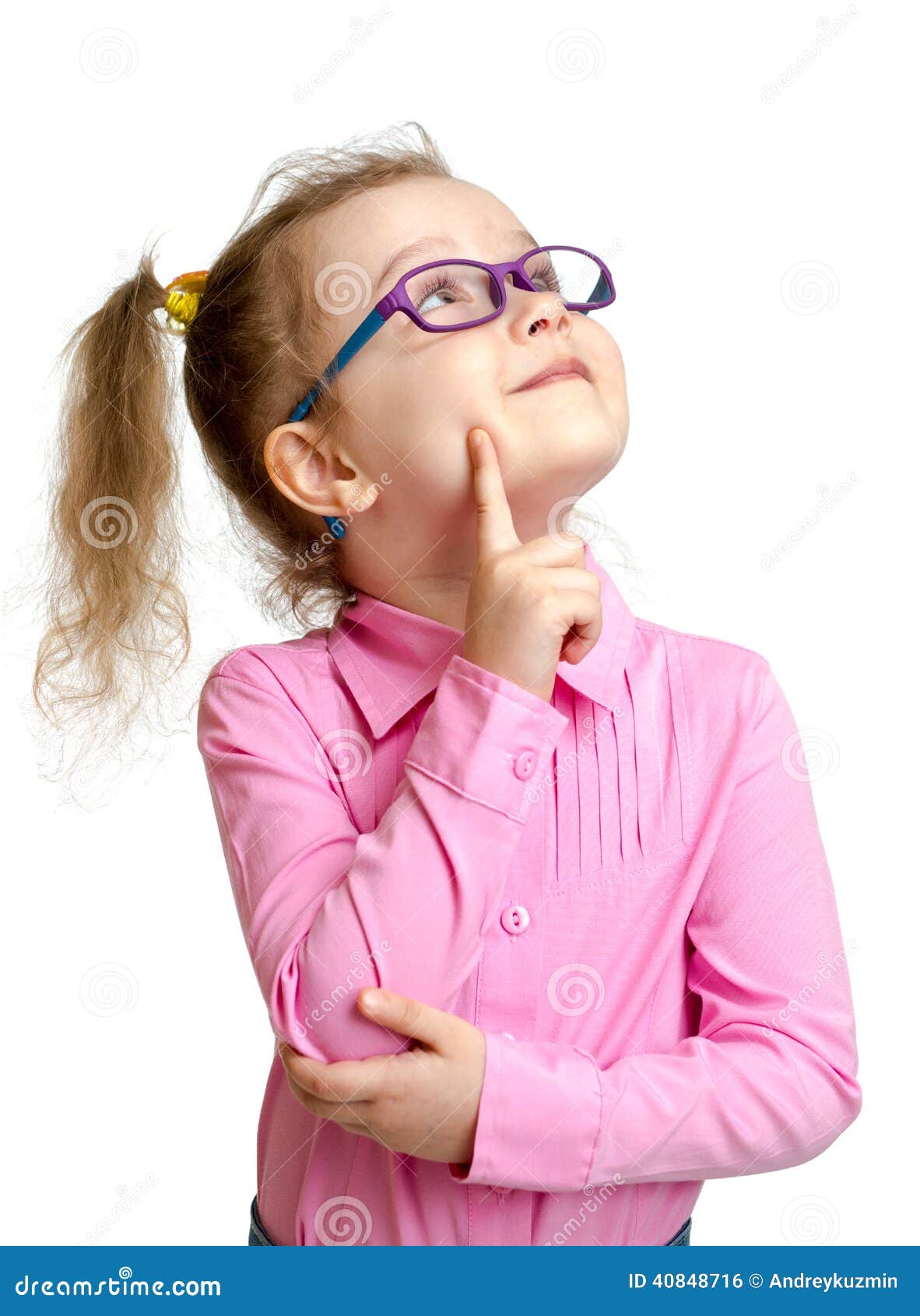 adorable child in glasses looking up 