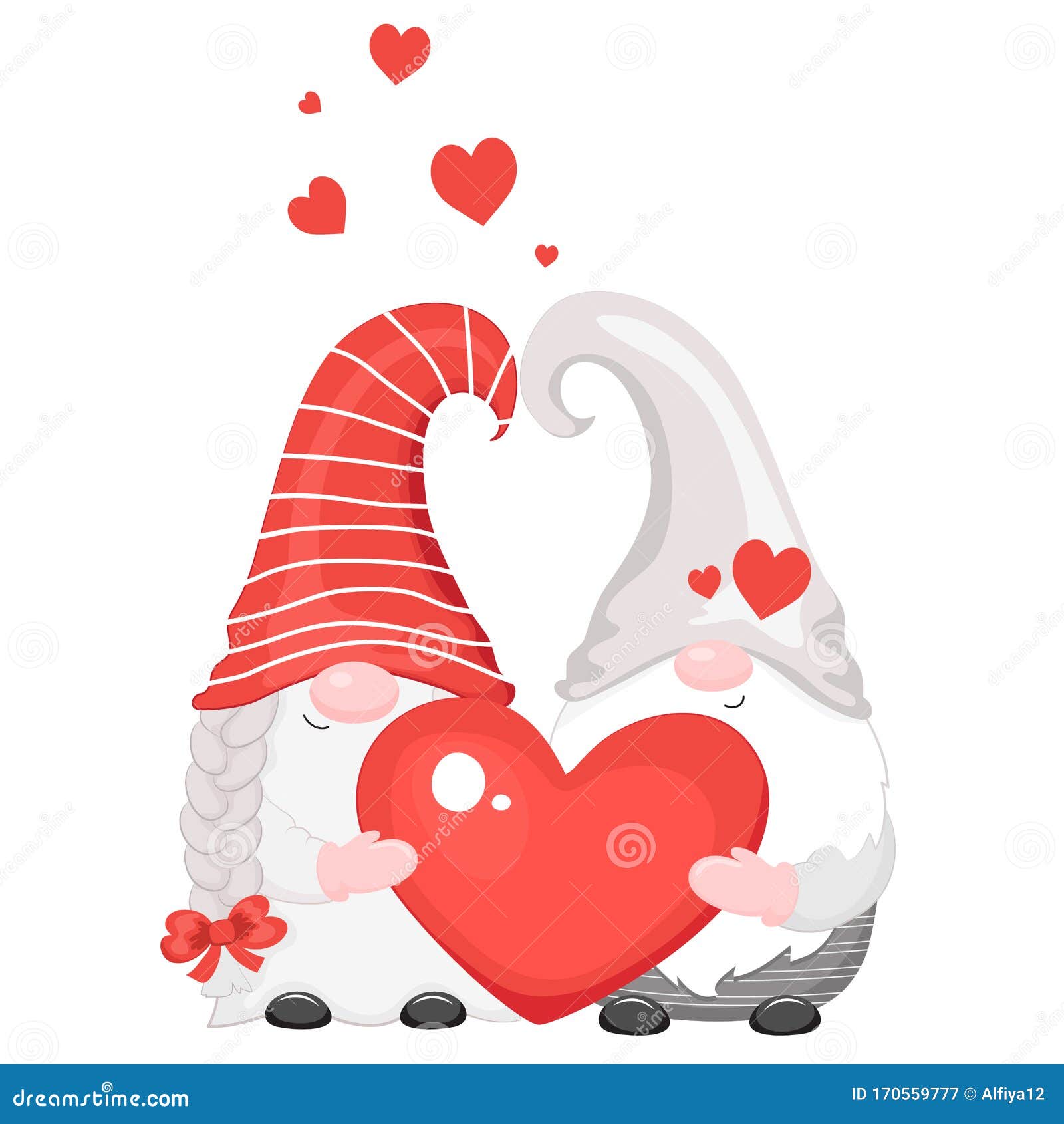 Cute Cartoon Valentine Gnomes with Hearts. Stock Vector - Illustration of  celebration, baby: 170559777