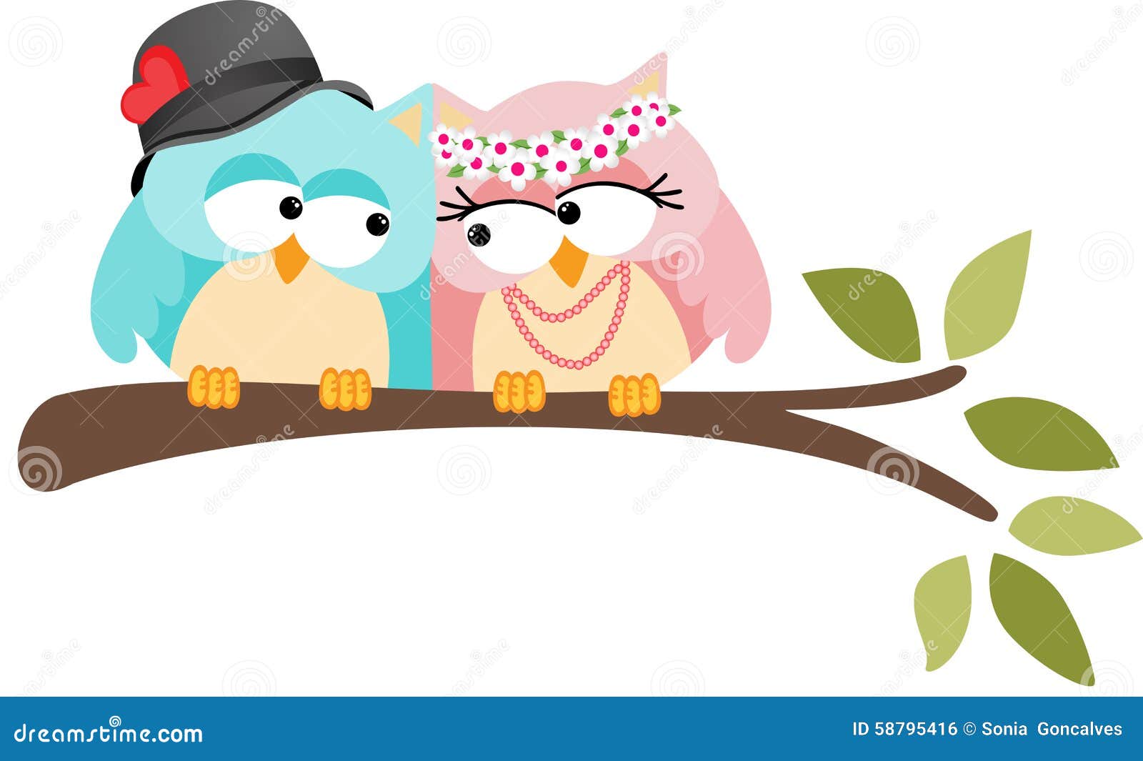 Adorable Couple Wedding Cute Owls Stock Vector Illustration Of