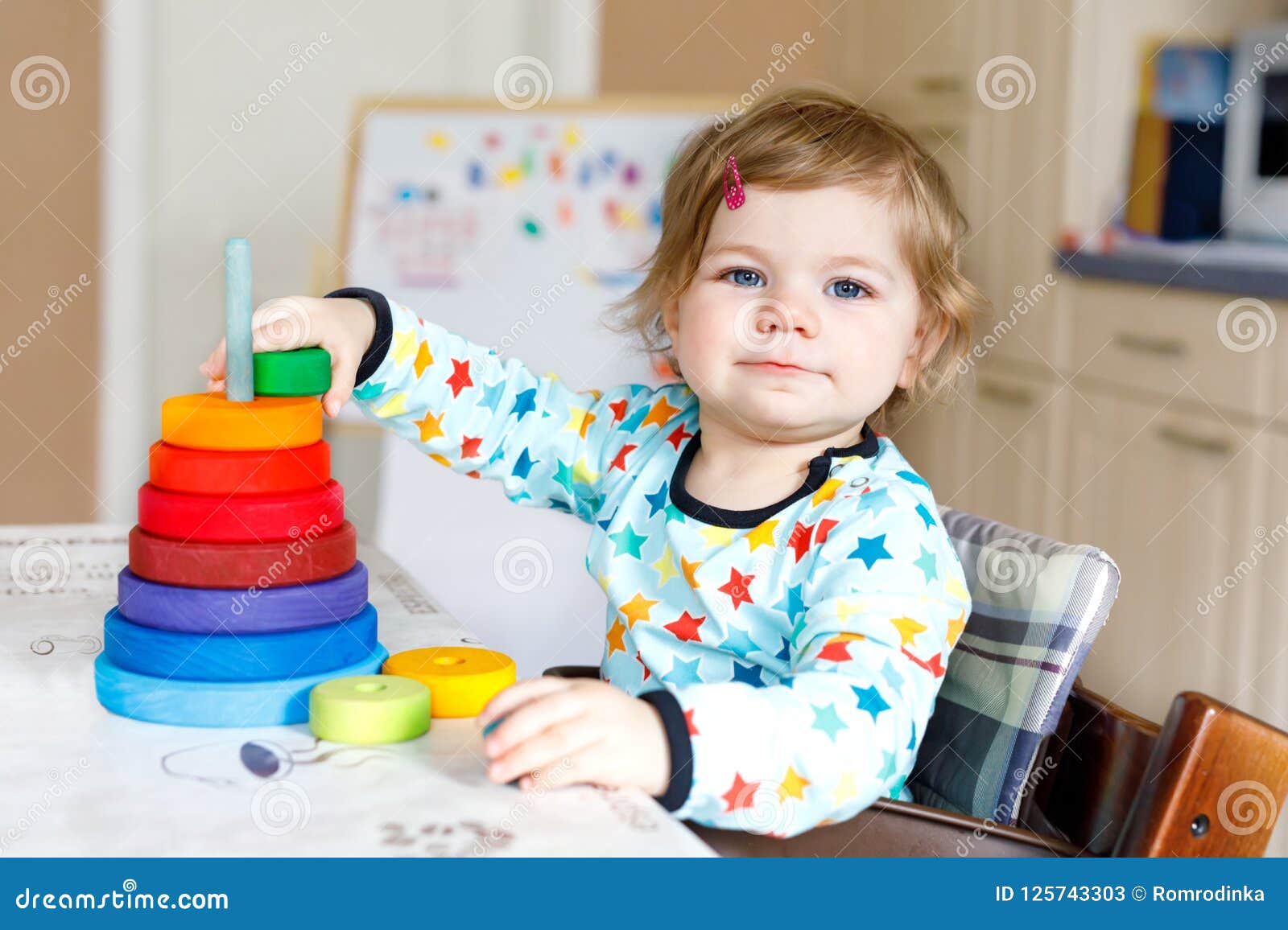 Adorable Cute Beautiful Little Baby Girl Playing with Educational Toys ...