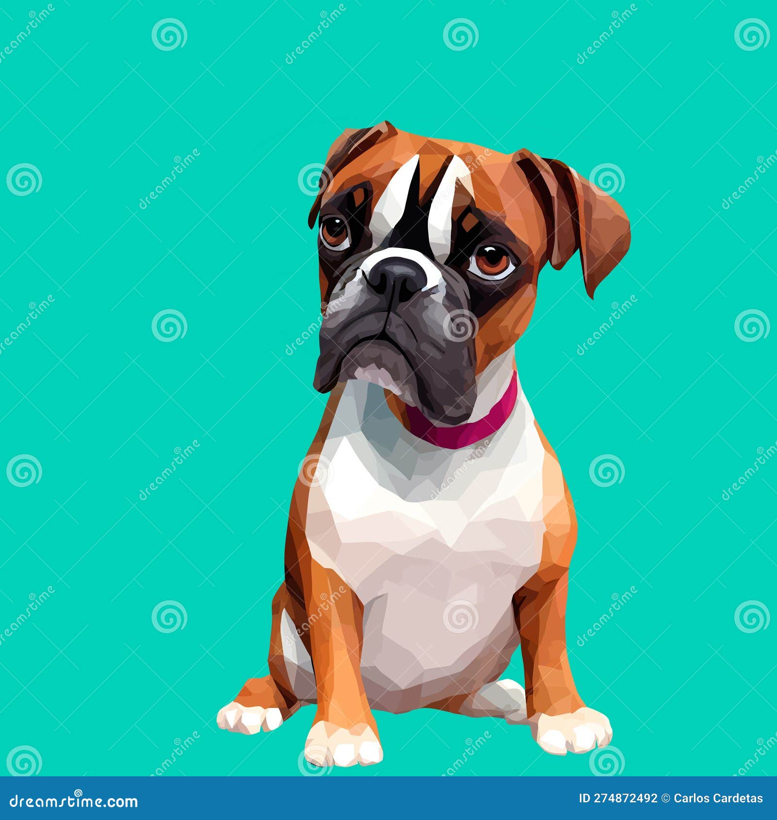 An adorable cute boxer dog stock illustration. Illustration of english