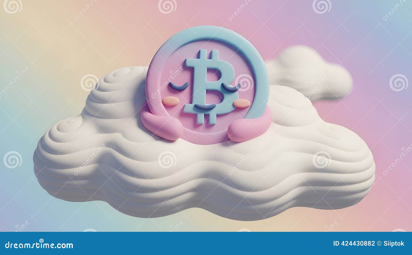 Bitcoin Cloud Cute Crypto Currency, Digital Asset, Blockchain Stock  Illustration - Illustration of crypto, money: 424430882