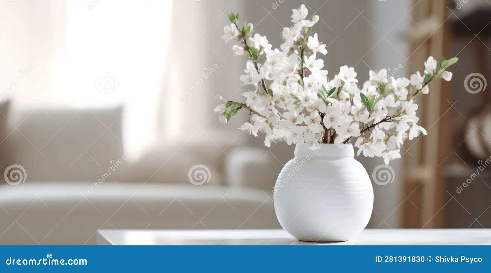 Adorable Daphne Flowers in Marble Vase Generative AI Stock Illustration