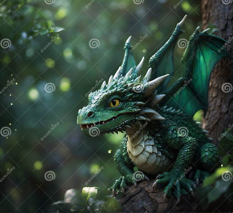 Adorable Dragon Kid Posing at Wooden Log. 2025 Year Chinise Symbol. New