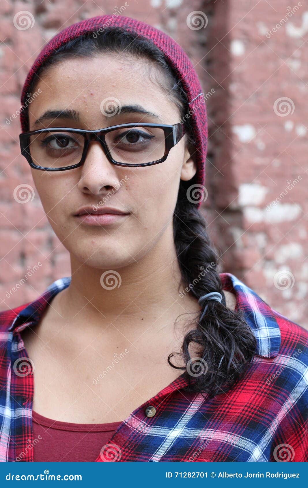 Cute Nerd College Girl Glasses Stoc