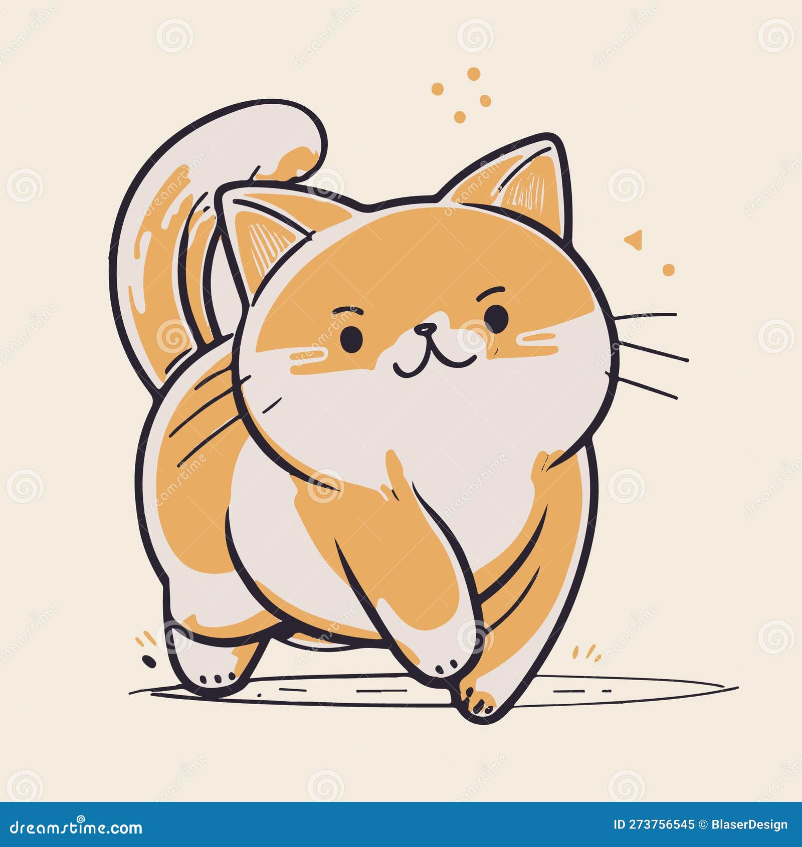 Adorable Fun Cartoon Cat Happy Illustration of Kitty Fun Vector Art  Doodle Stock Vector  Illustration of vector collection 273756545