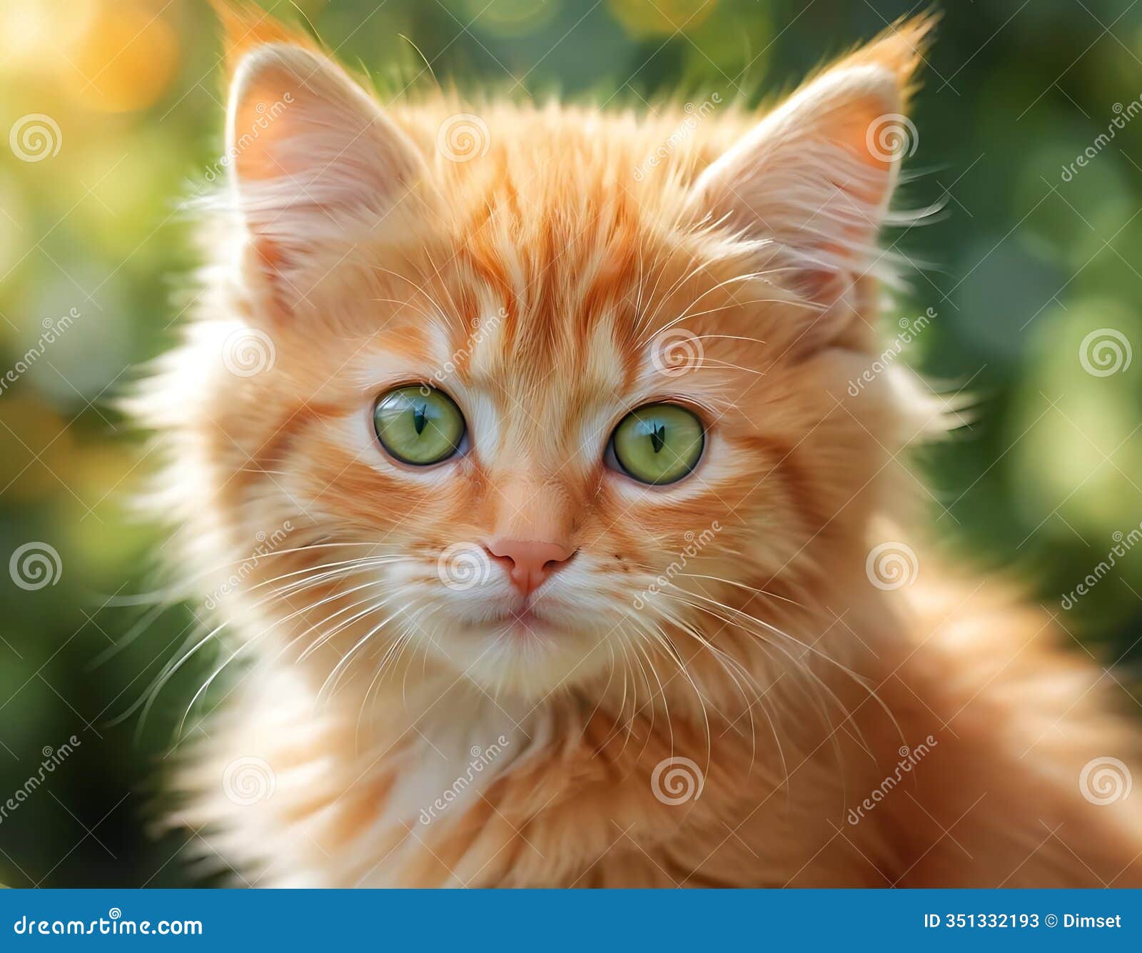 adorable ginger kitten green eyes soft fur outdoors