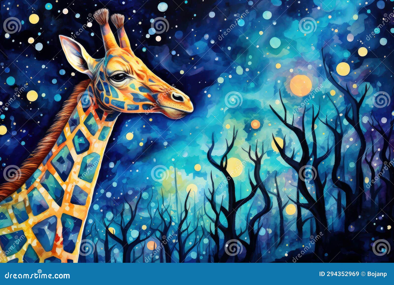 Adorable Giraffe - Nursery Illustrations. AI Generated Stock Image