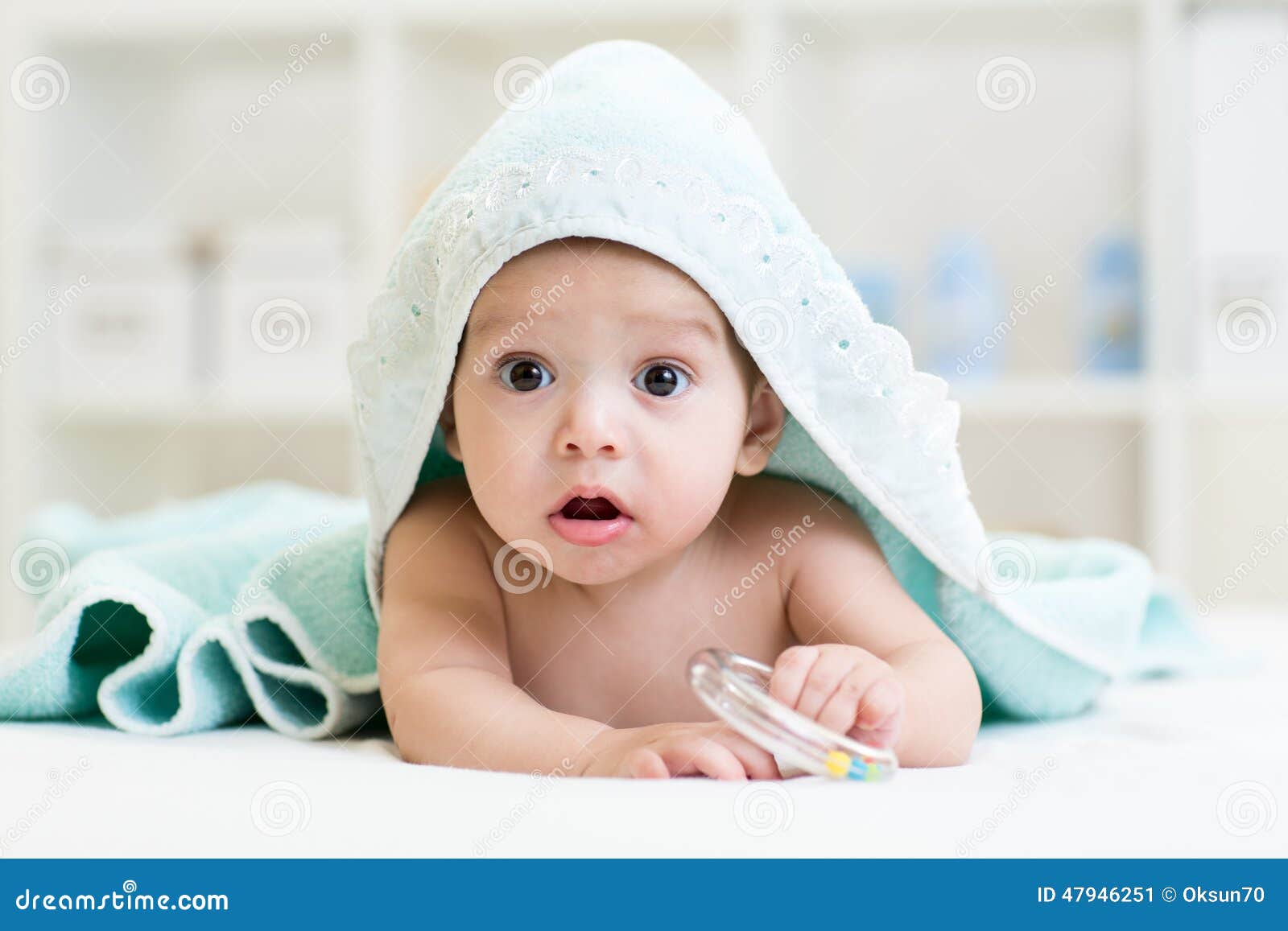 Adorable Happy Baby in Towel Stock Image Image of human, innocent