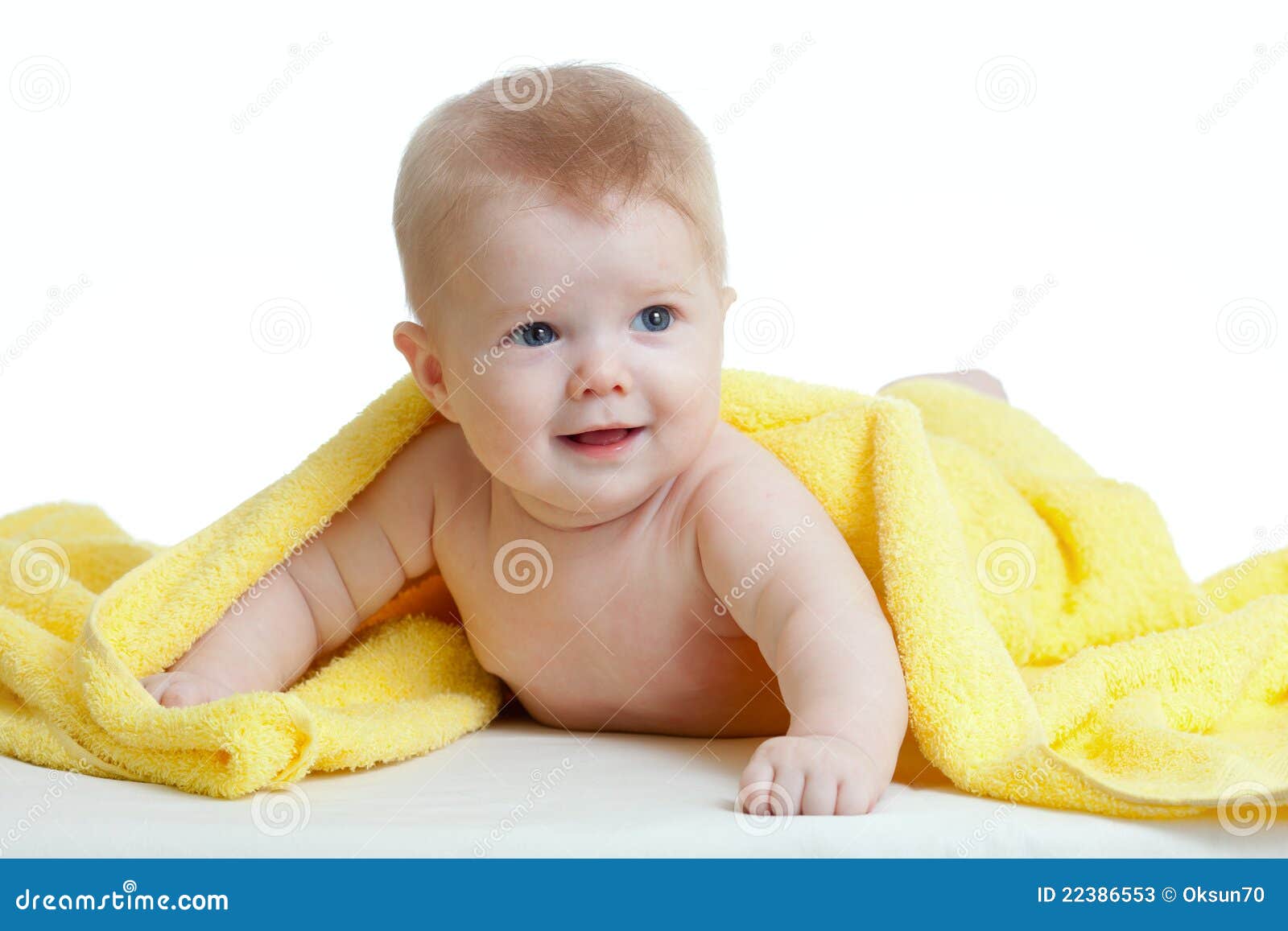 Adorable Happy Baby in Yellow Towel Stock Image - Image of child, funny ...