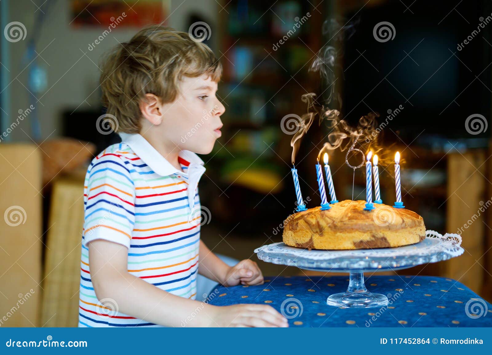 Adorable Happy Blond Little Kid Boy Celebrating His Birthday. Stock ...