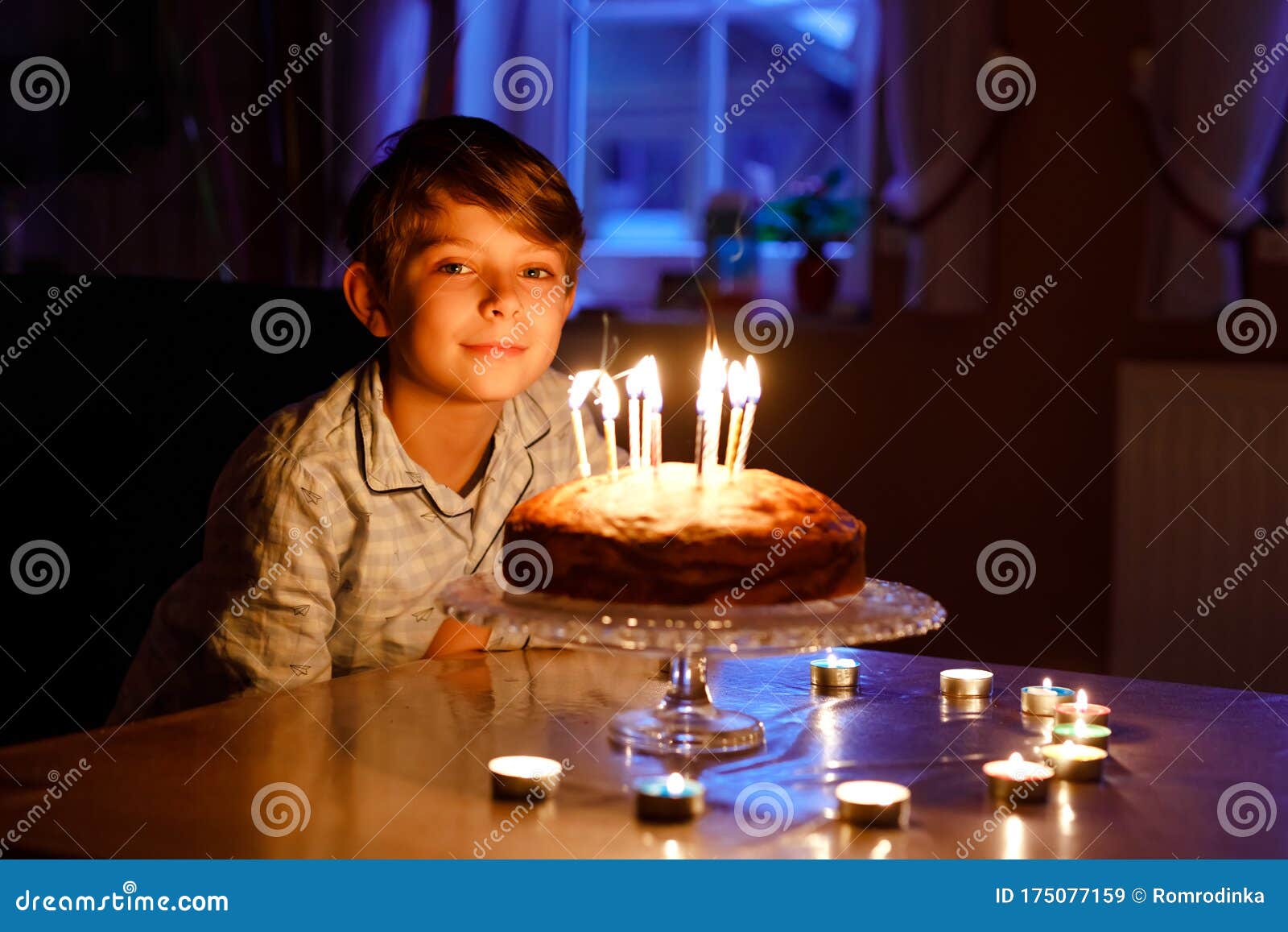 Adorable Happy Blond Little Kid Boy Celebrating His Birthday. Child ...