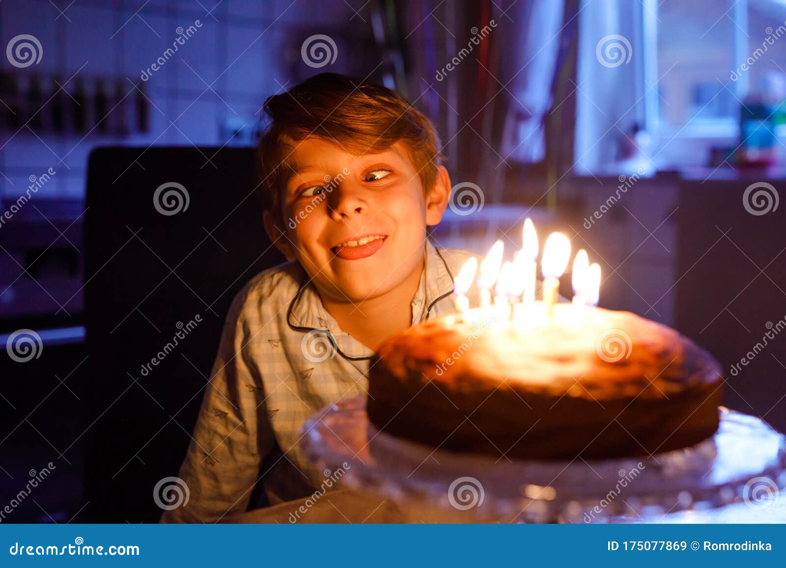 Adorable Happy Blond Little Kid Boy Celebrating His Birthday. Child ...