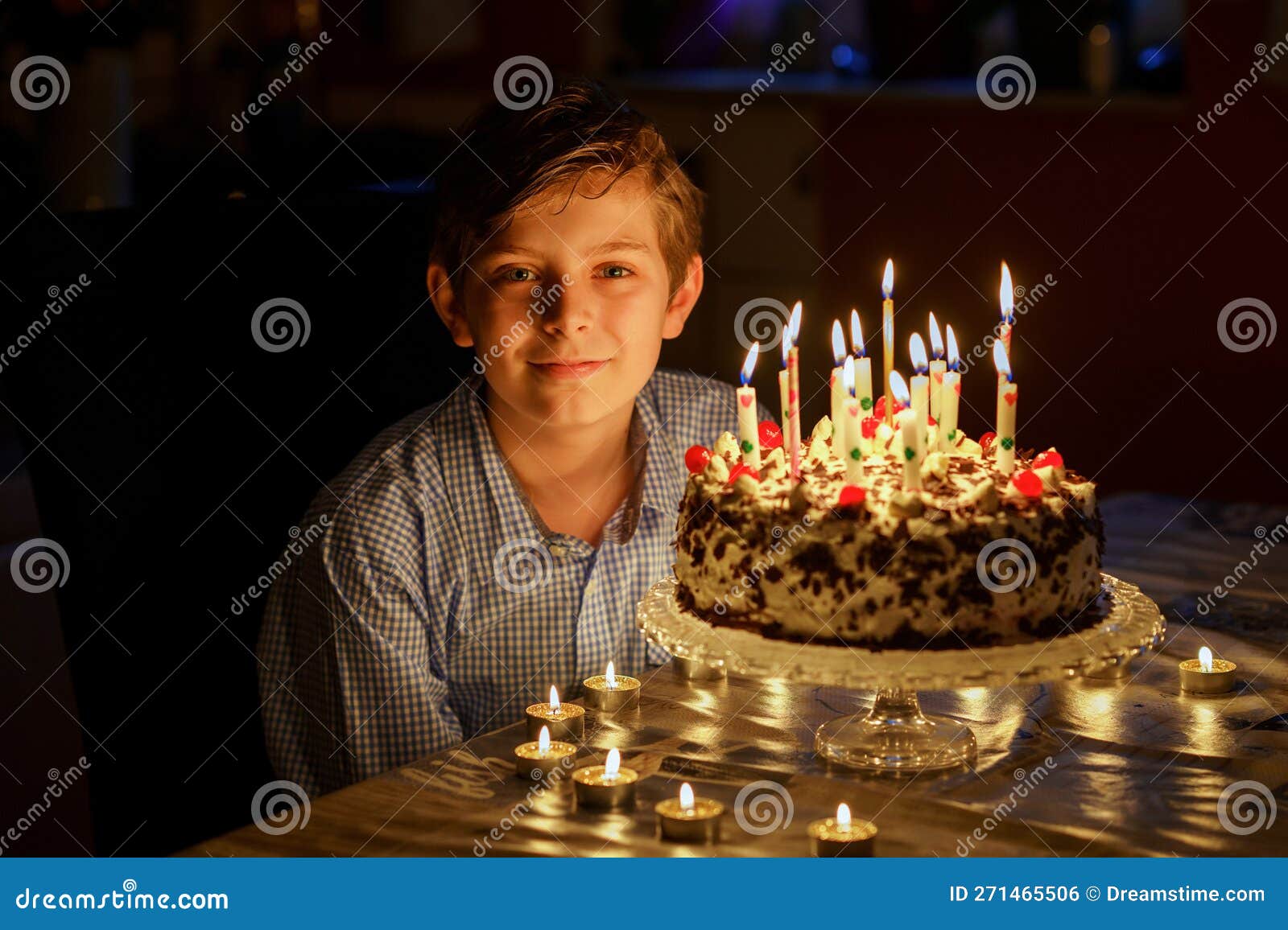 Adorable Happy Blond Little Kid Boy Celebrating His Birthday. Preteen ...