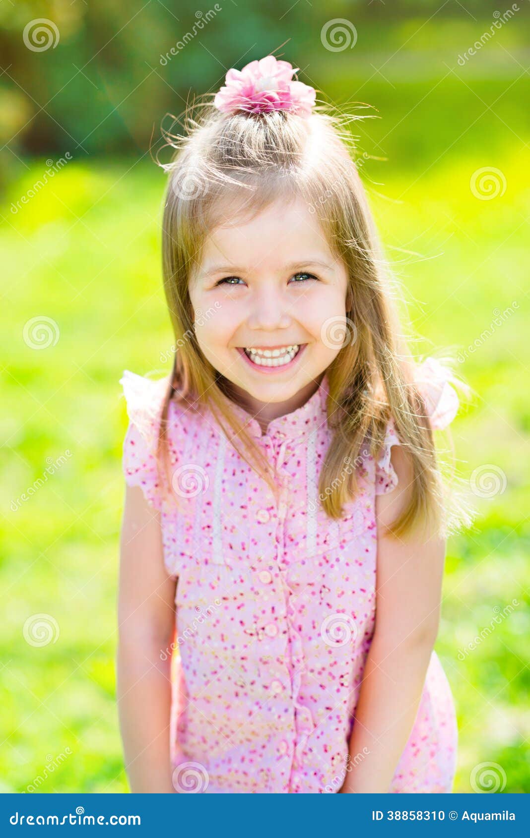 Adorable Laughing Little Girl with Long Blond Hair Stock Photo - Image ...