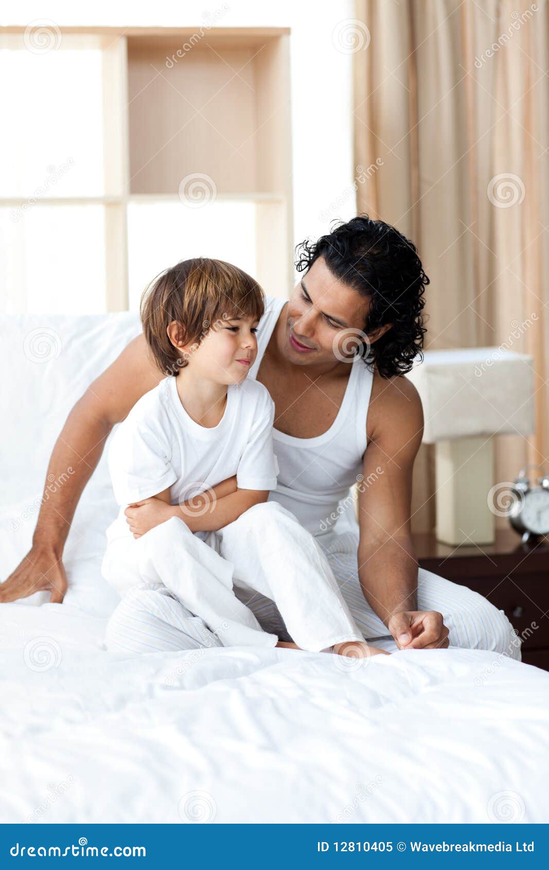 Adorable Little Boy Talking with His Father Stock Image Image of