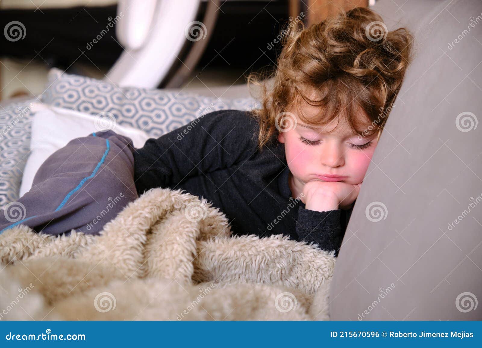 Adorable Little Child Sleeping in Sofa Stock Photo Image of lounge