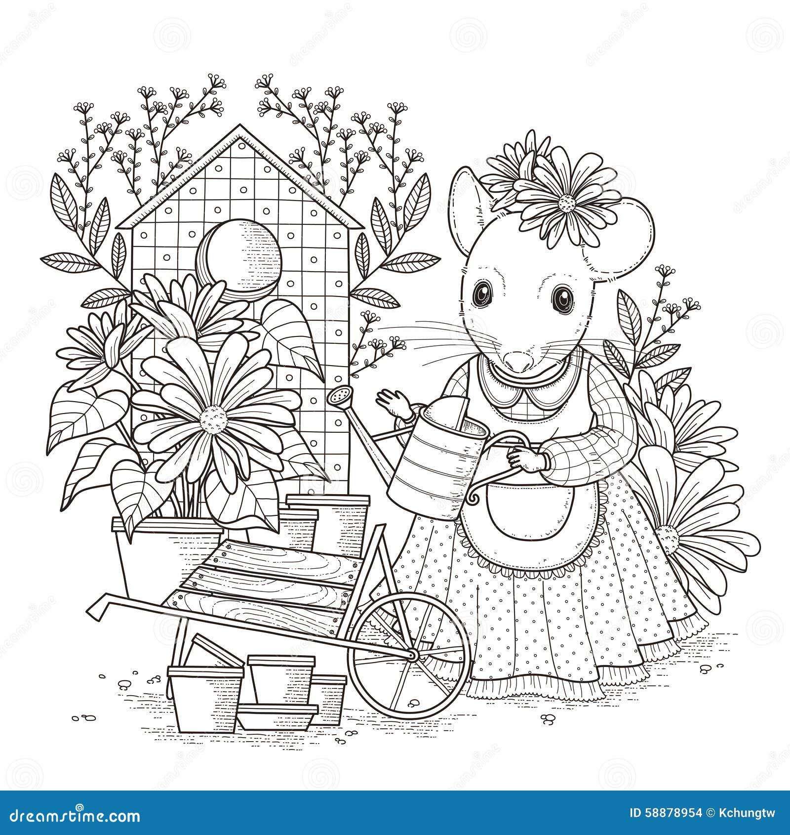 Adorable Mouse Coloring Page Stock Illustration   Illustration of ...