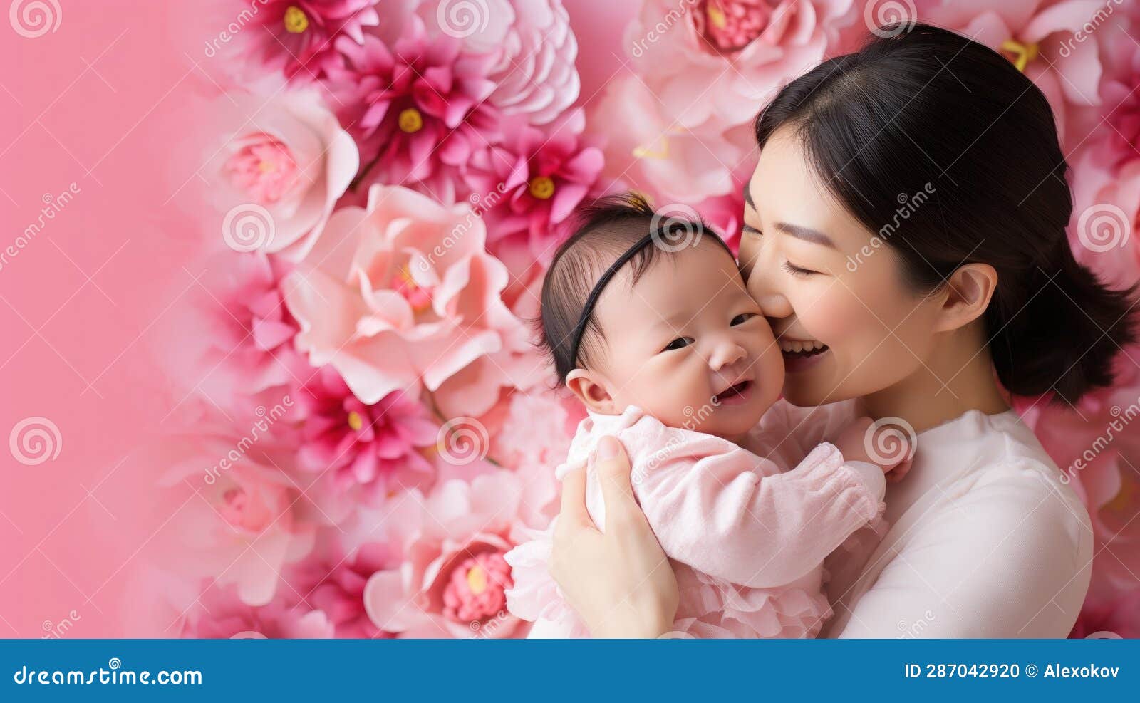 Adorable Newborn Japanese Baby Being Held by Mother AI Generated Stock ...