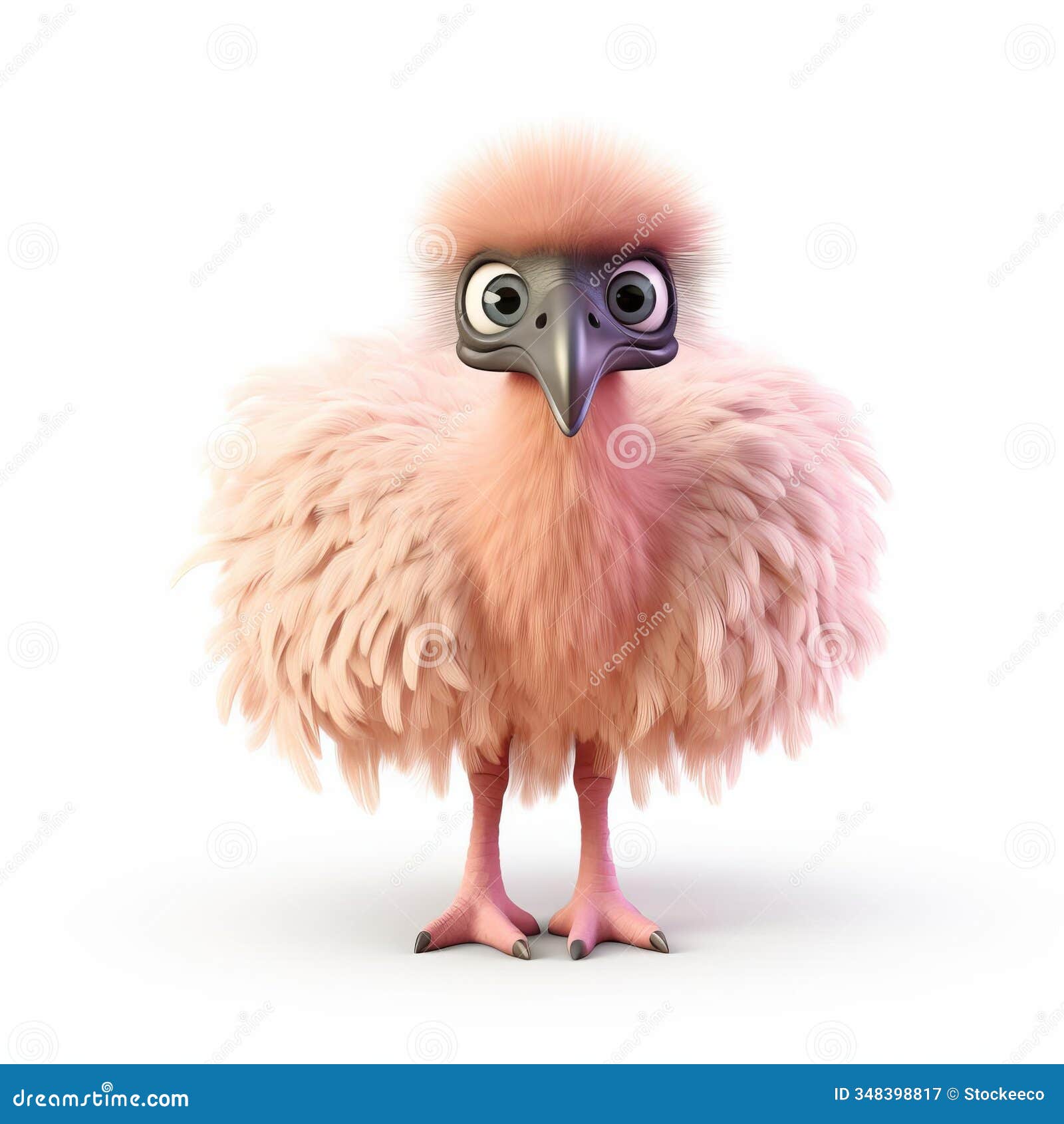 adorable ostrich icon with fluffy fur in 3d animation