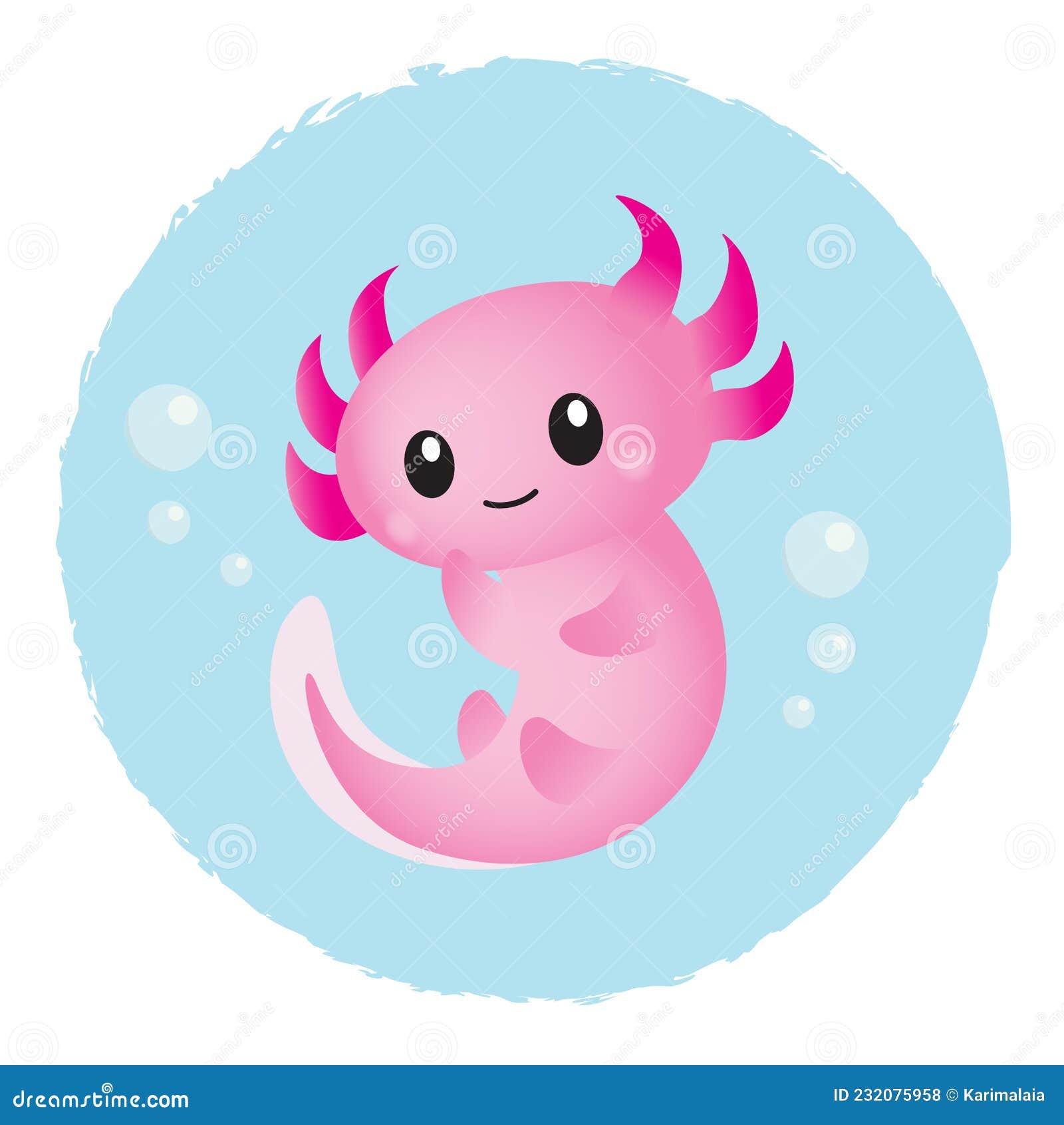 Adorable pink axolotl cartoon cake topper