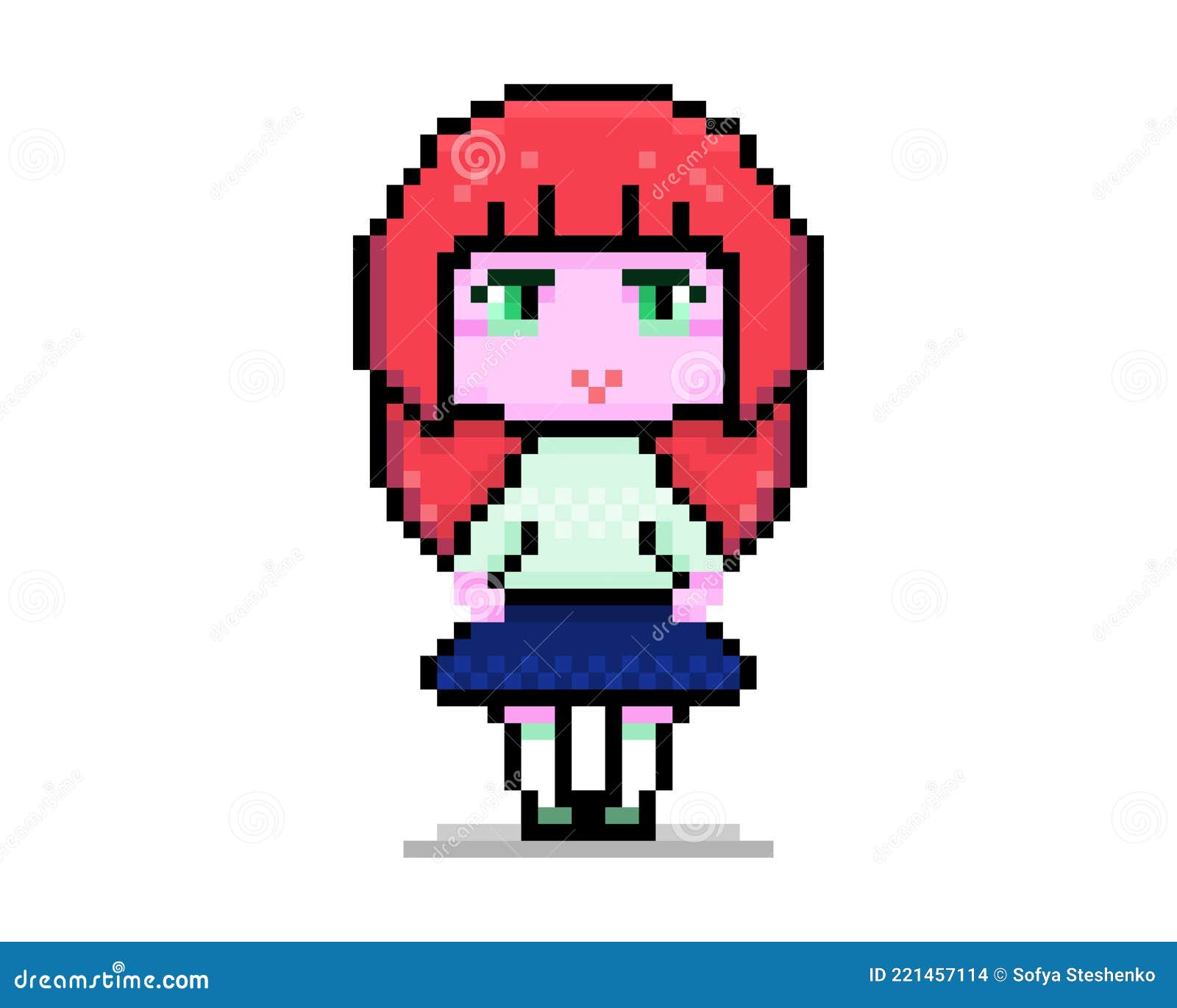 Adorable Pixel Girl in Dark Blue Skirt, Bright Pink Hair, Anime Character Stock Vector - Illustration of hair, isolated: 221457114 Adorable Pixel Girl in Dark Blue Skirt, Bright Pink Hair, Anime Character Stock Vector - Illustration of hair, isolated: 221457114
