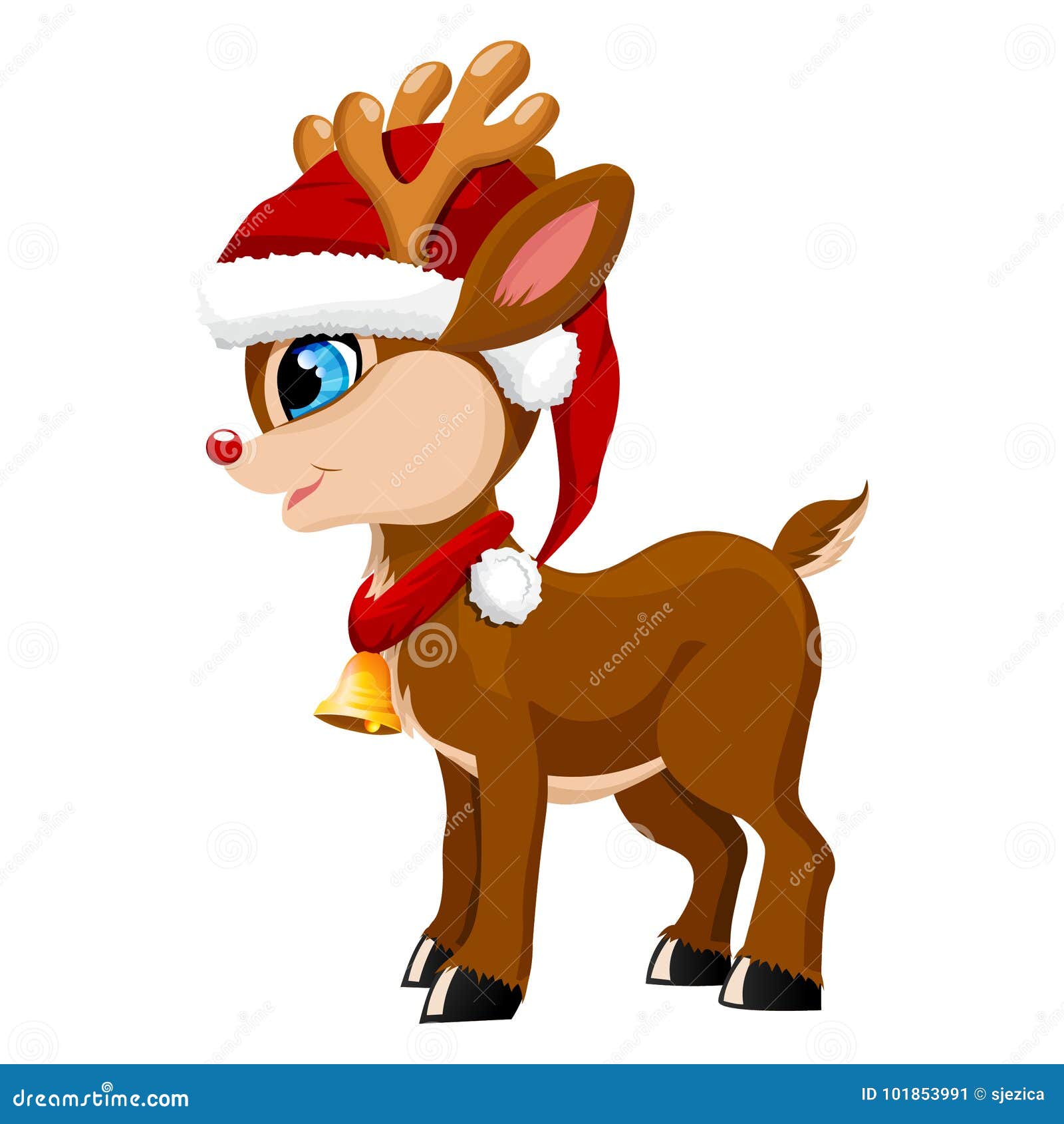 adorable reindeer in santa's hat