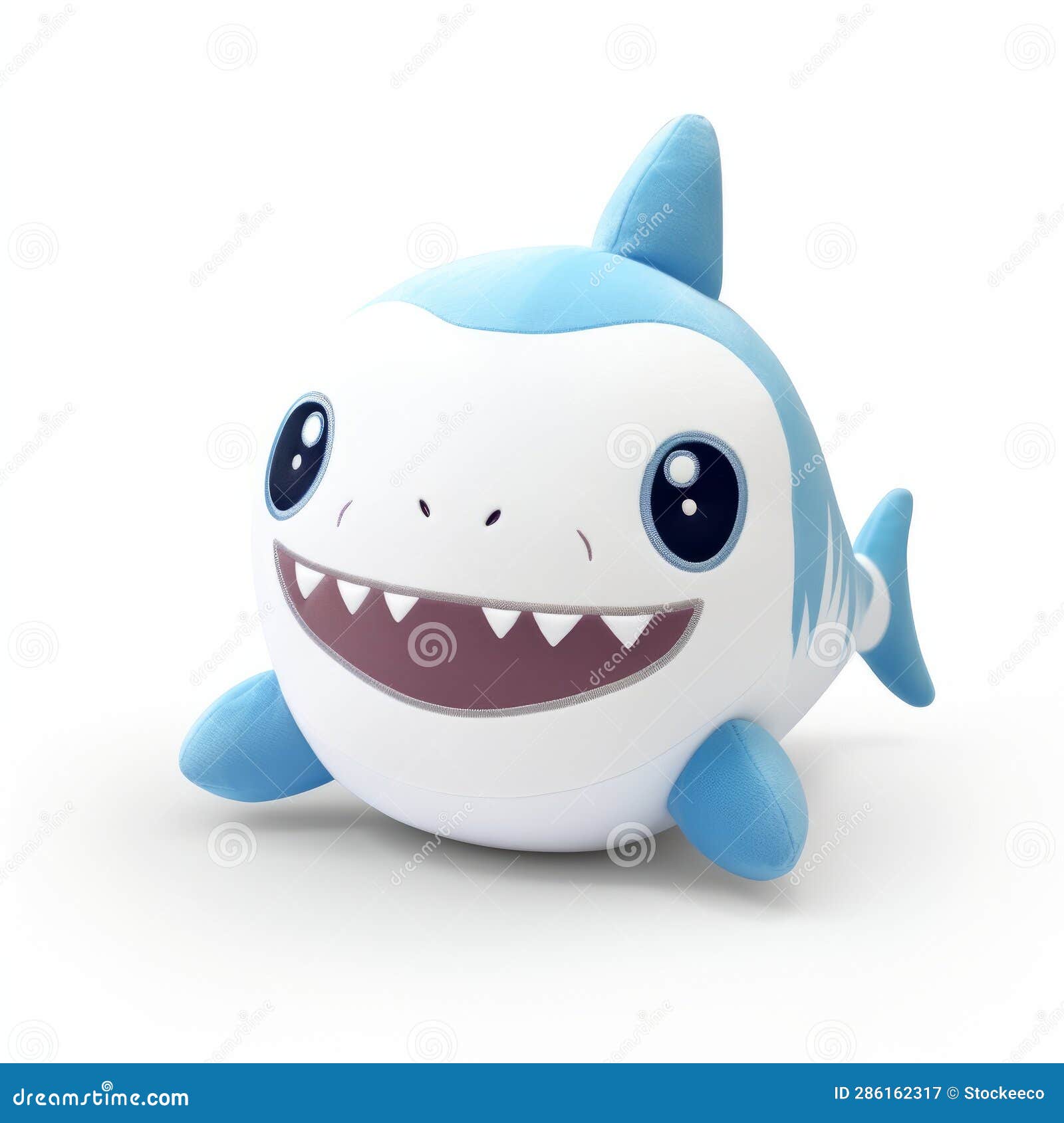 adorable shark plush toy with button eyes -  contour style