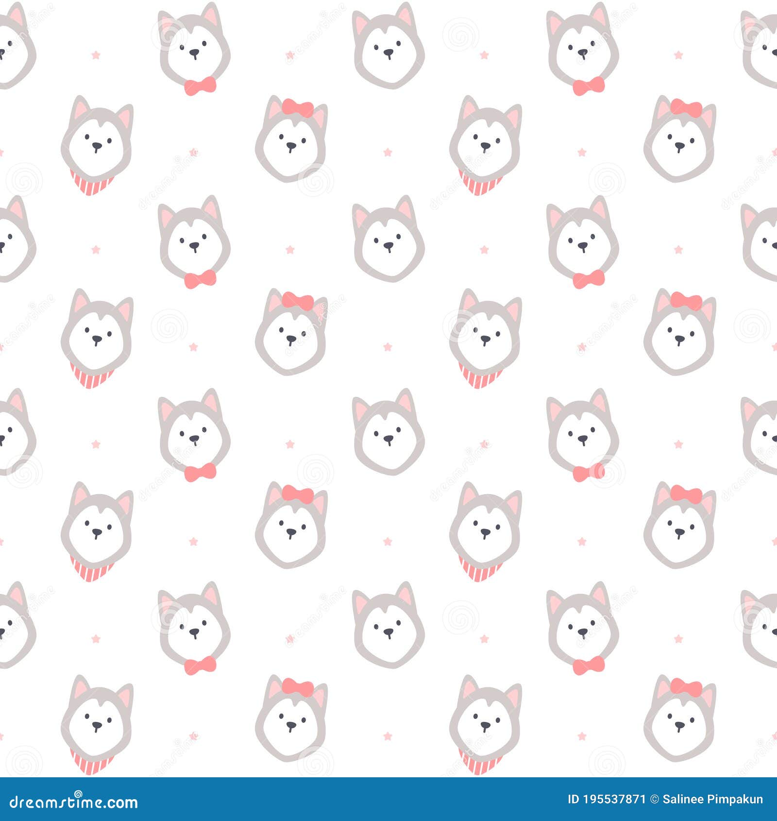 adorable siberian husky seamless pattern background