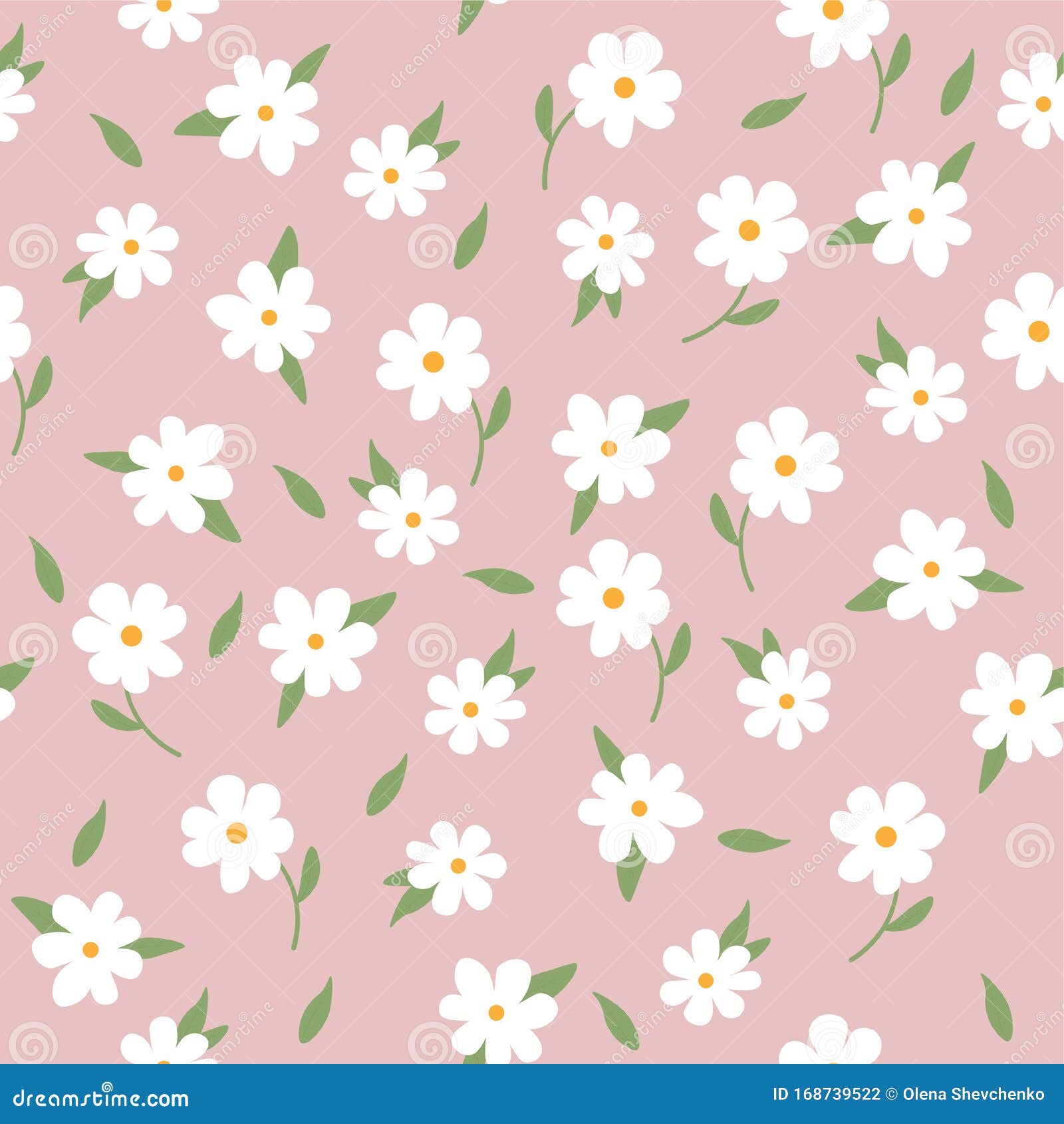 Pastel, Simple Pattern with White Flowers Stock Illustration - Illustration  of cartoon, leaf: 168739522