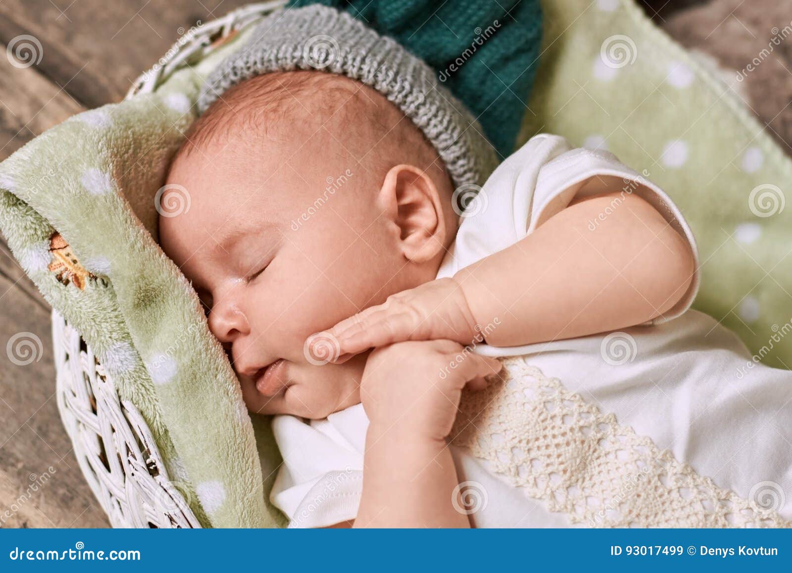 Adorable sleeping baby. stock image. Image of lying, home 93017499