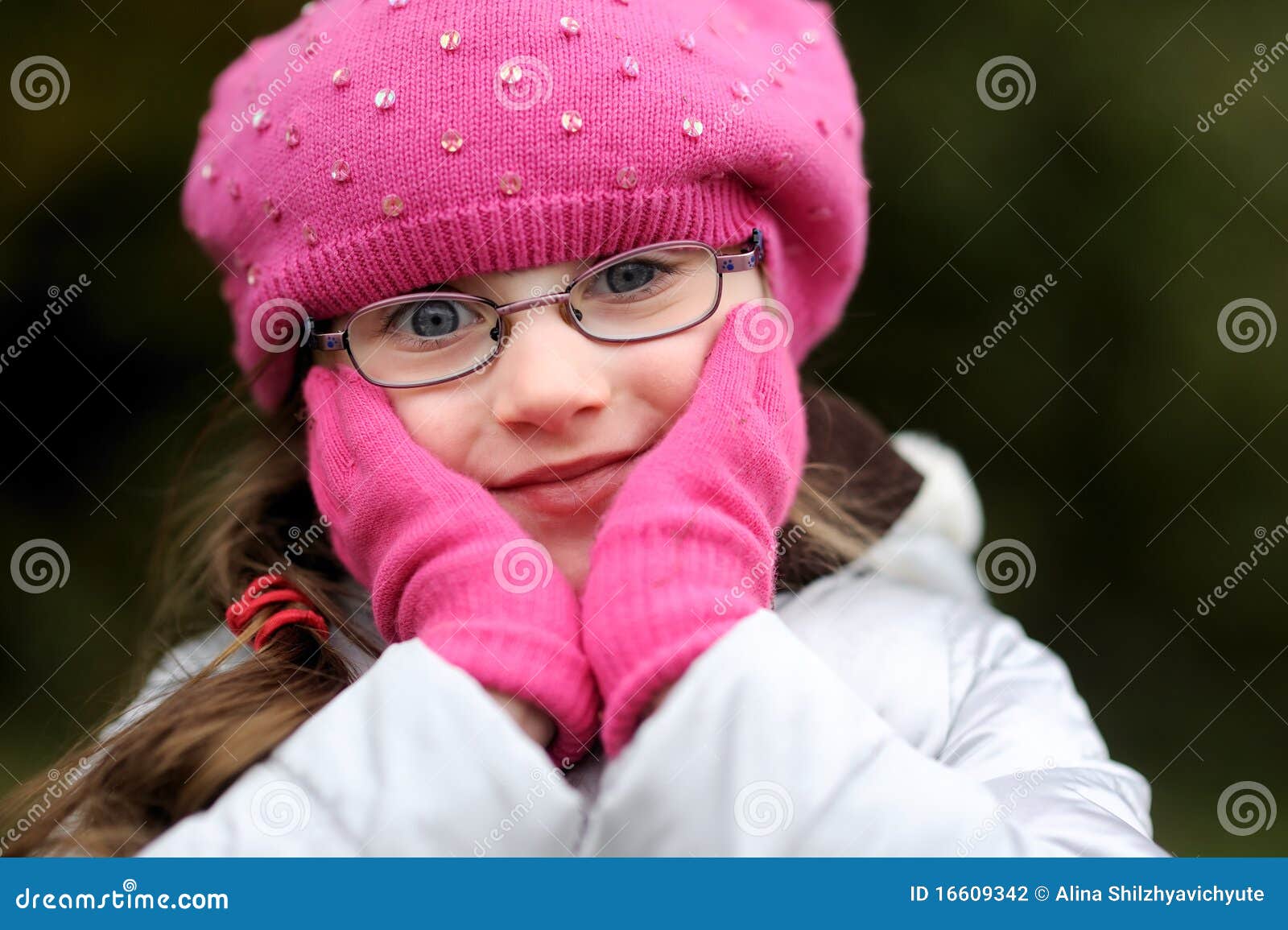 Adorable Small Girl In Bright Pink Hat Stock Photo Image of outside