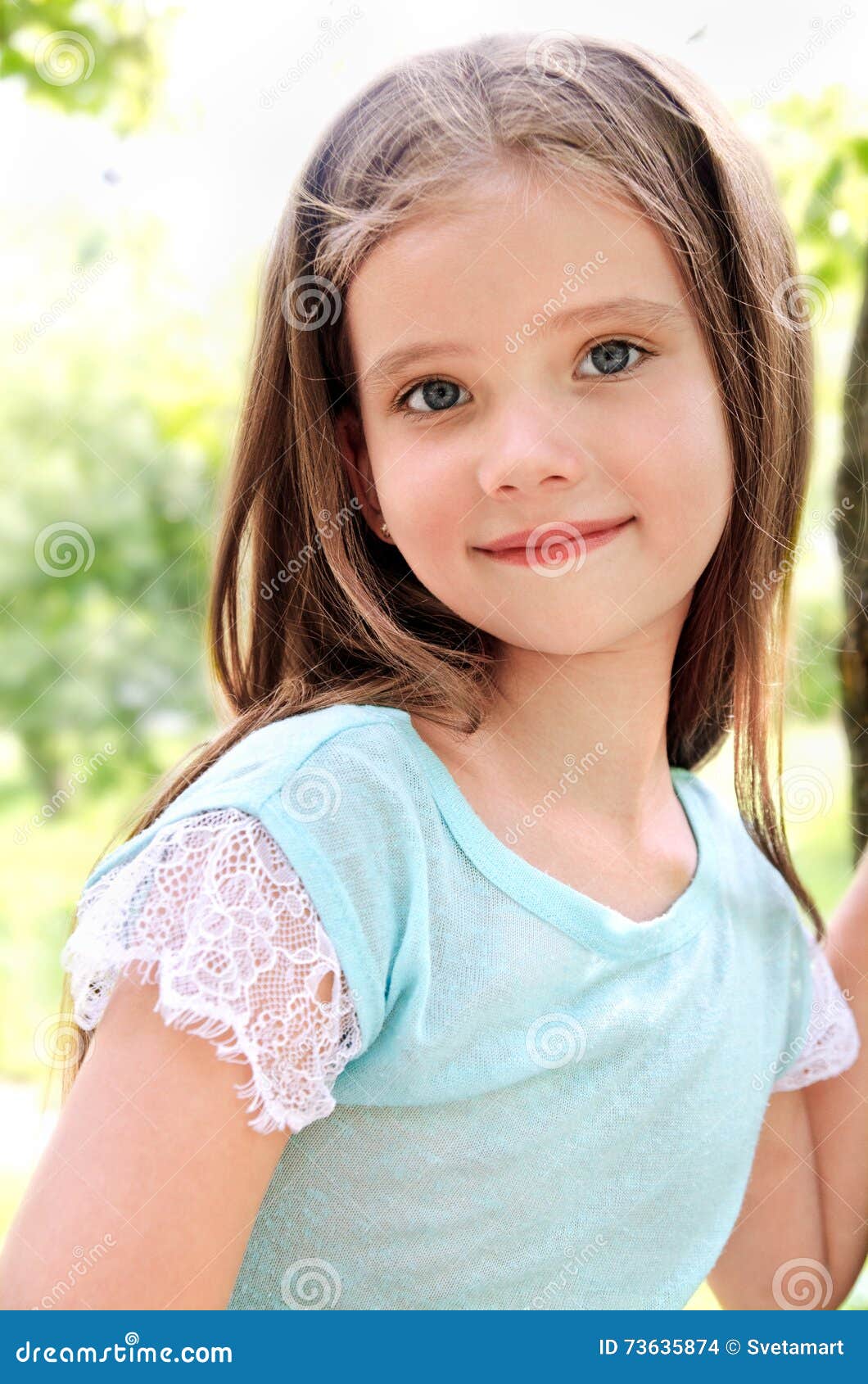 Adorable Smiling Little Girl in Summer Day Stock Photo - Image of park ...