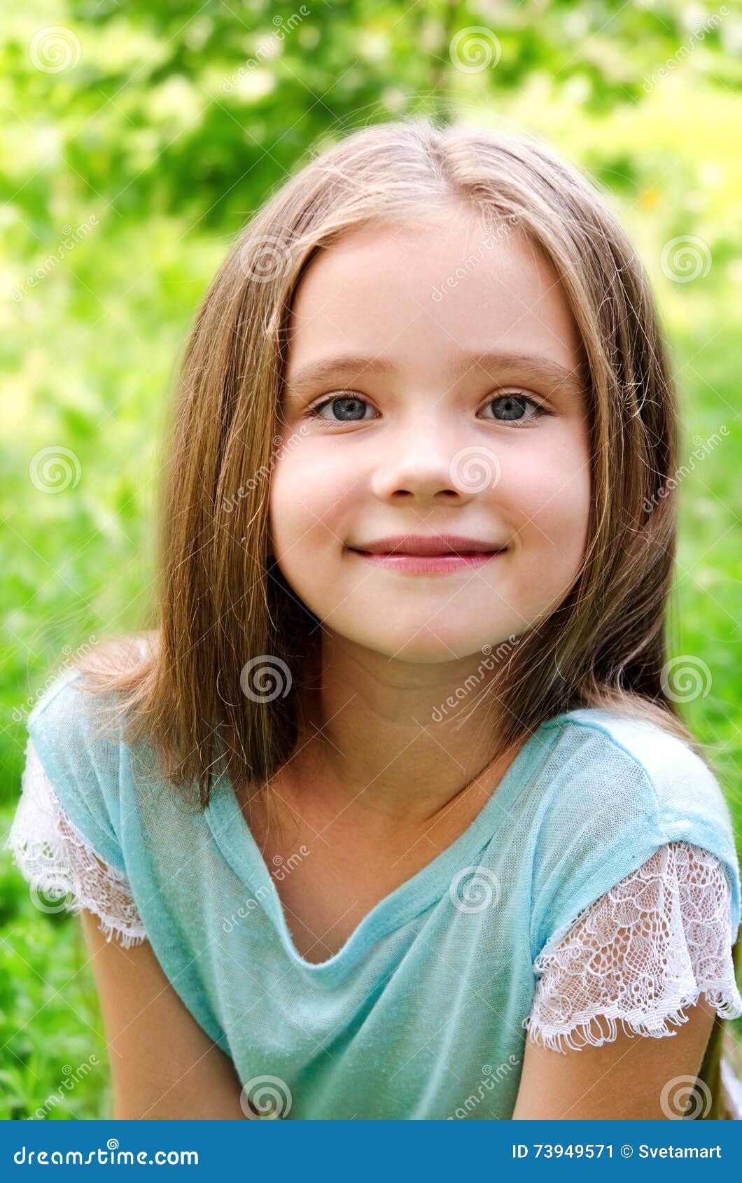 Adorable Smiling Little Girl in Summer Day Stock Image Image of cute