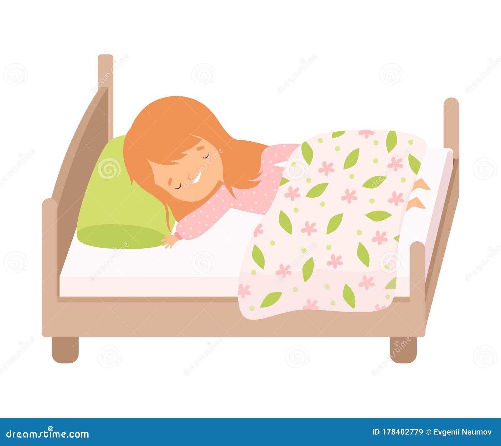 Adorable Smiling Red Haired Little Girl Sleeping Sweetly in Her Bed ...