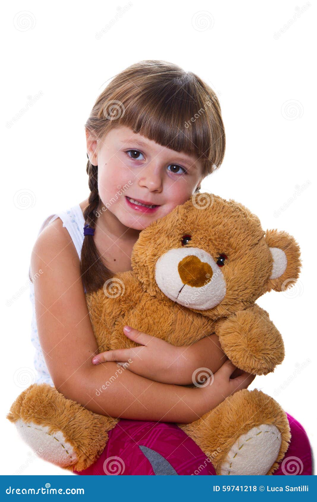 Adorable Toddler Girl Hugging a Teddy Bear Stock Photo - Image of ...