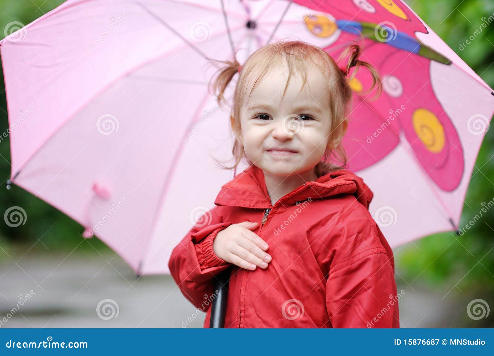 Adorable Toddler Girl at Rainy Day Stock Image - Image of springtime ...