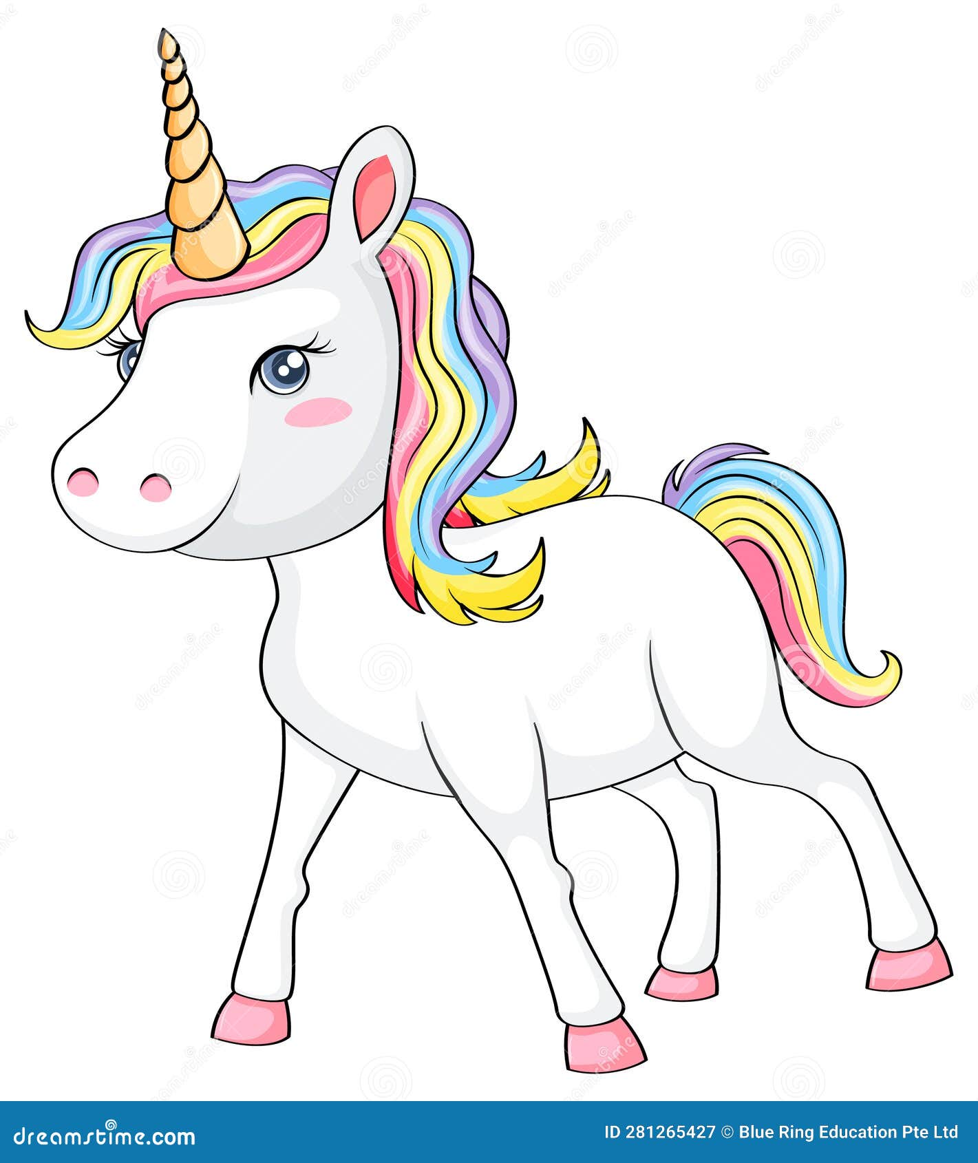 Adorable Unicorn with Rainbow Mane Stock Vector - Illustration of ...