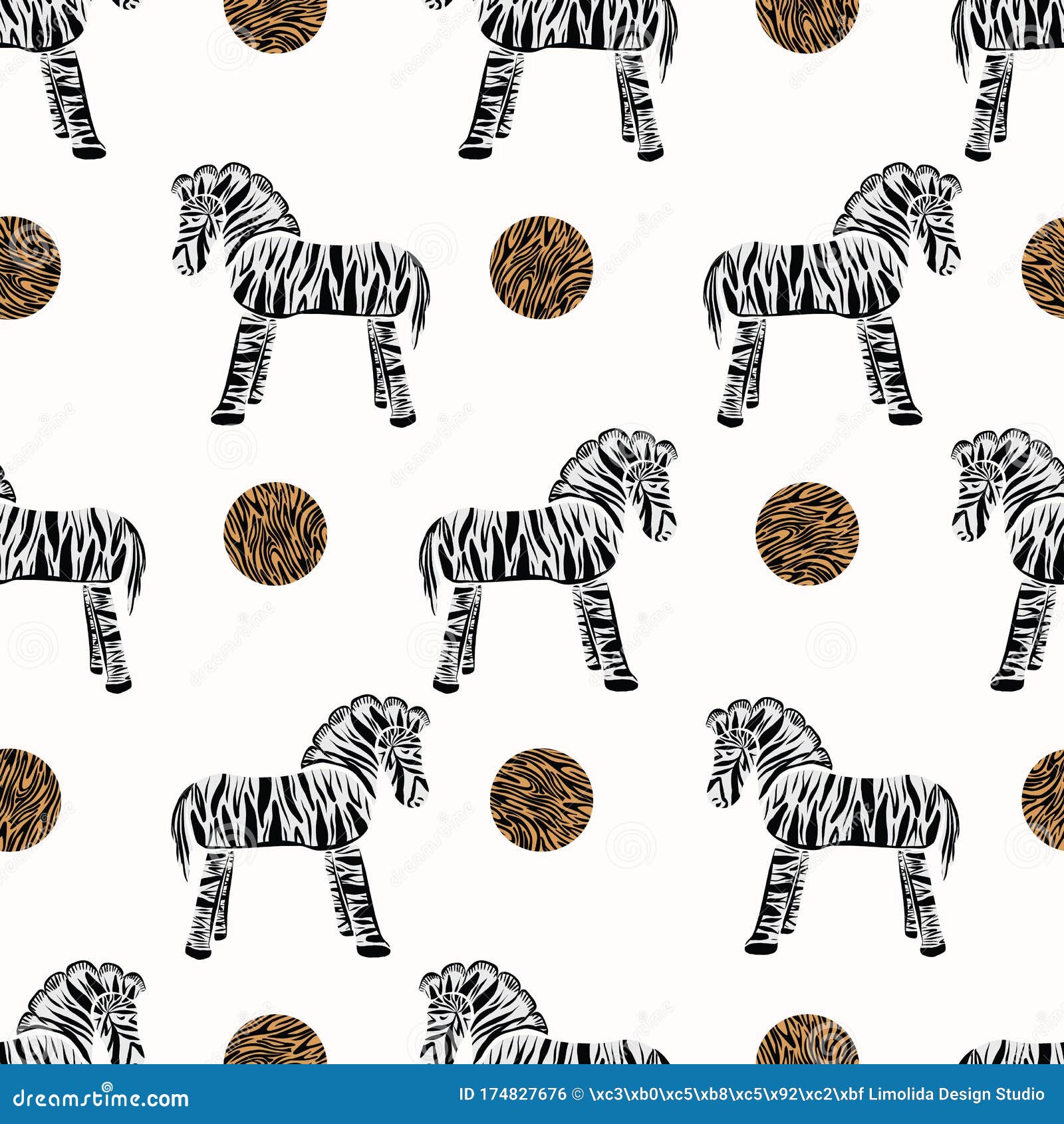 Adorable Vector Cartoon Zebra Seamless Pattern Cute Safari Animal