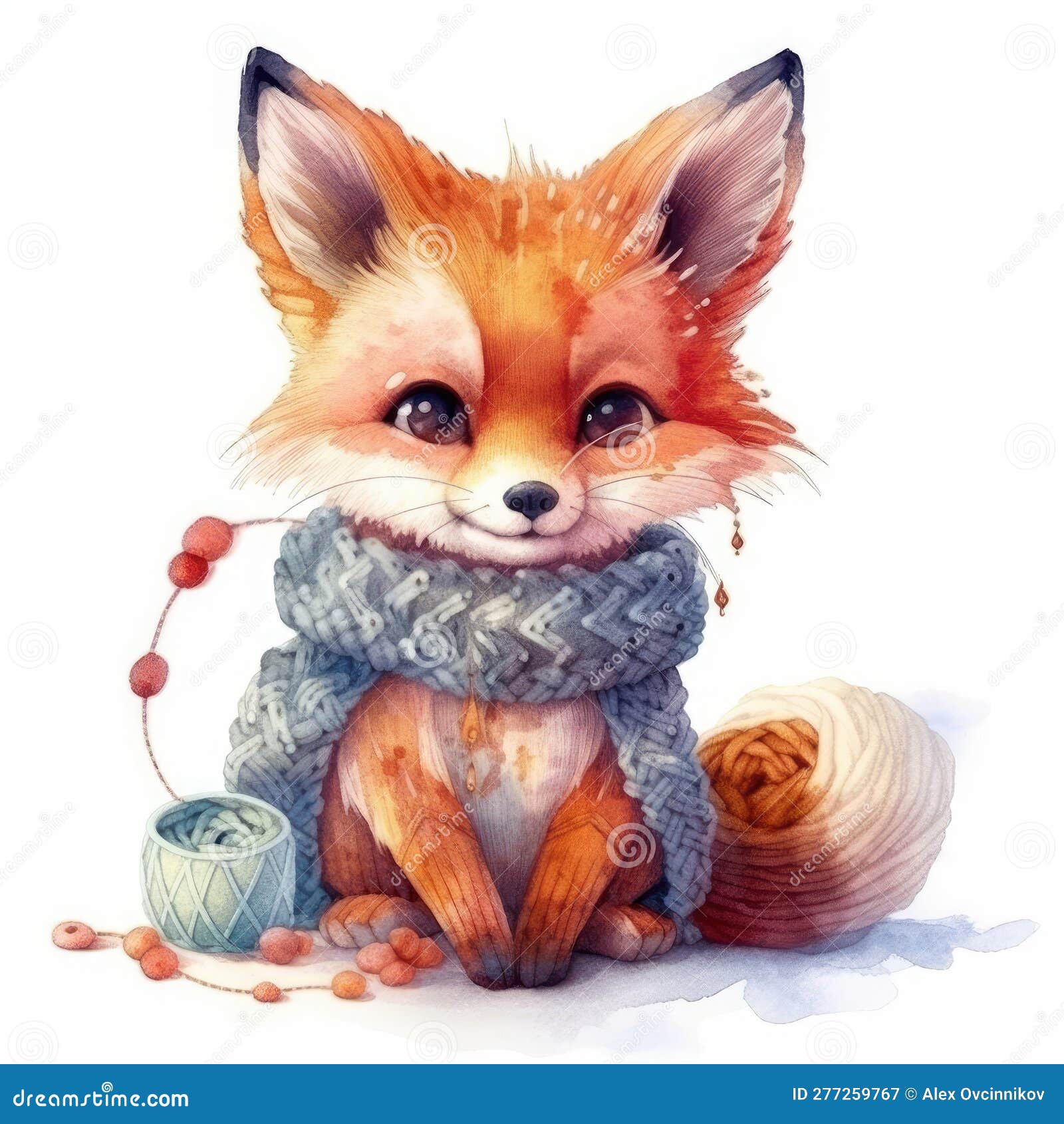 Premium Vector  Cute watercolor baby fox illustration