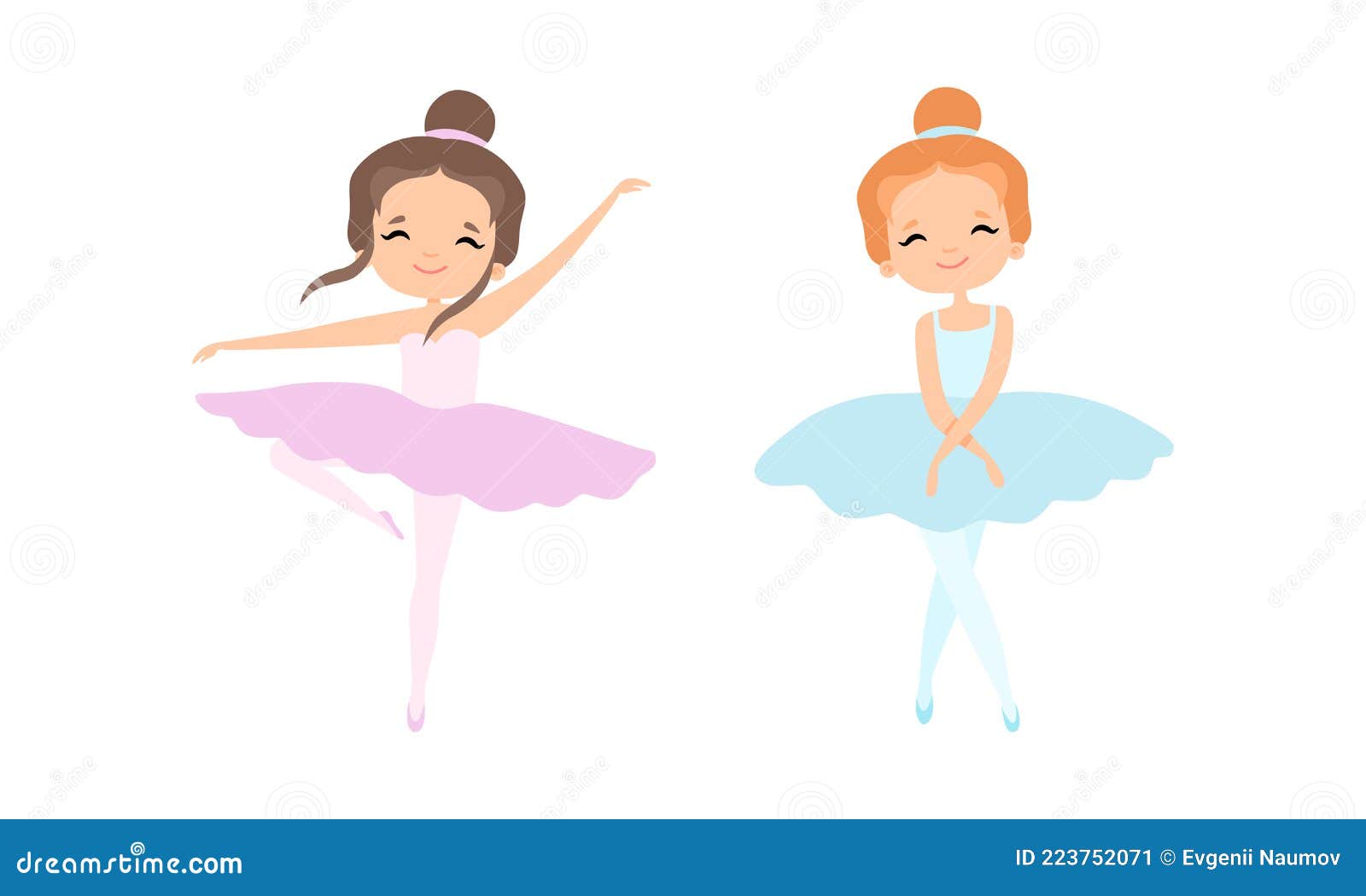 Niña En La Posición De Ballet Pequeña Bailarina En Tutú Azul