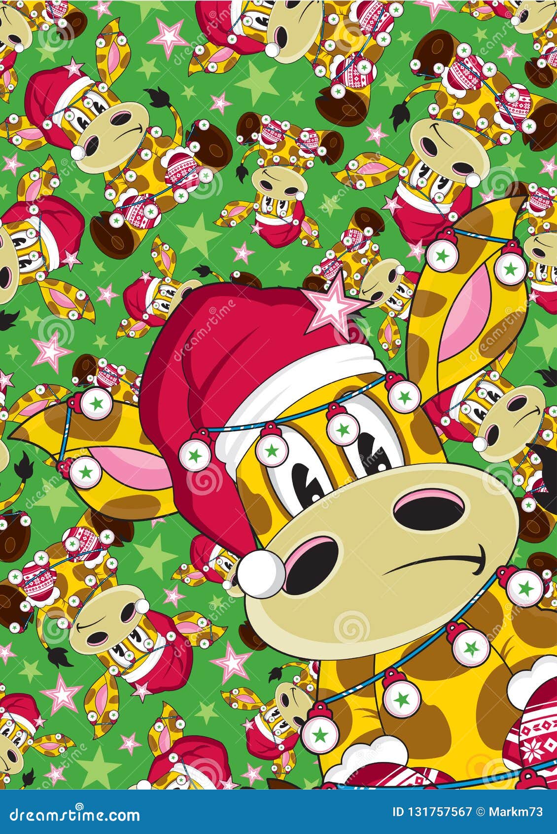 Download Cartoon Santa Claus Christmas Giraffe Pattern Stock Vector ...