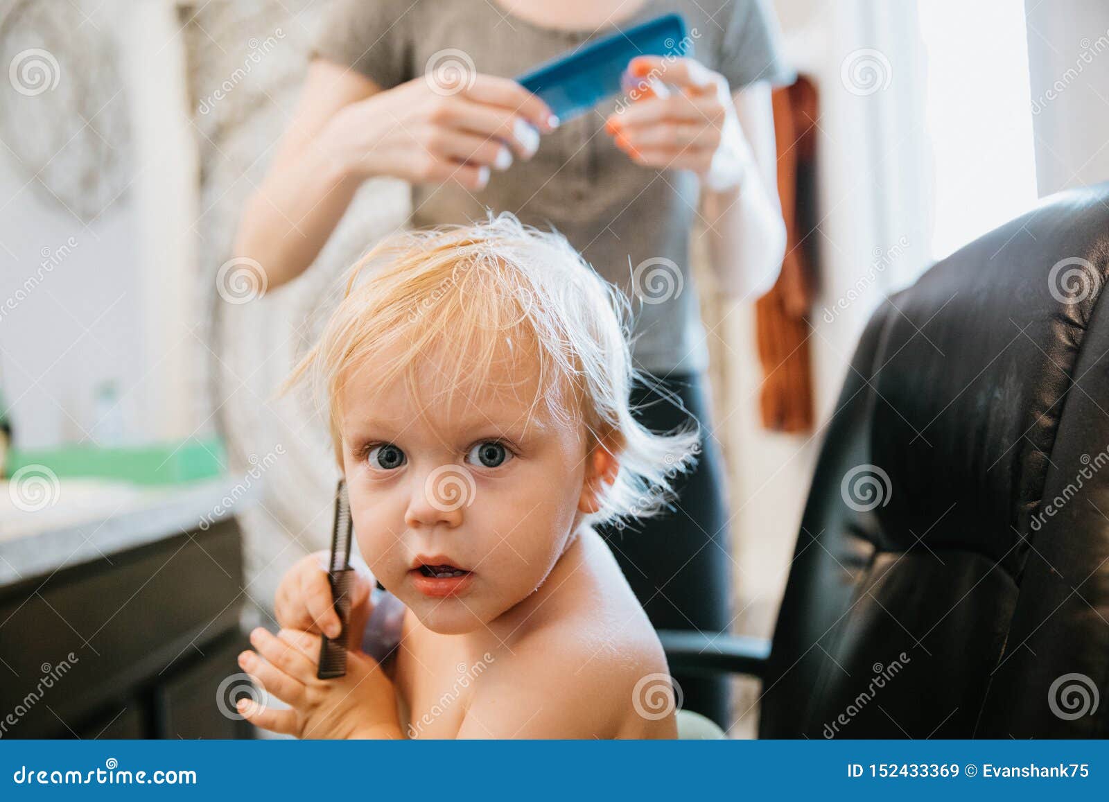 Adorably Precious Cute Little Blond Toddler Boy With Long