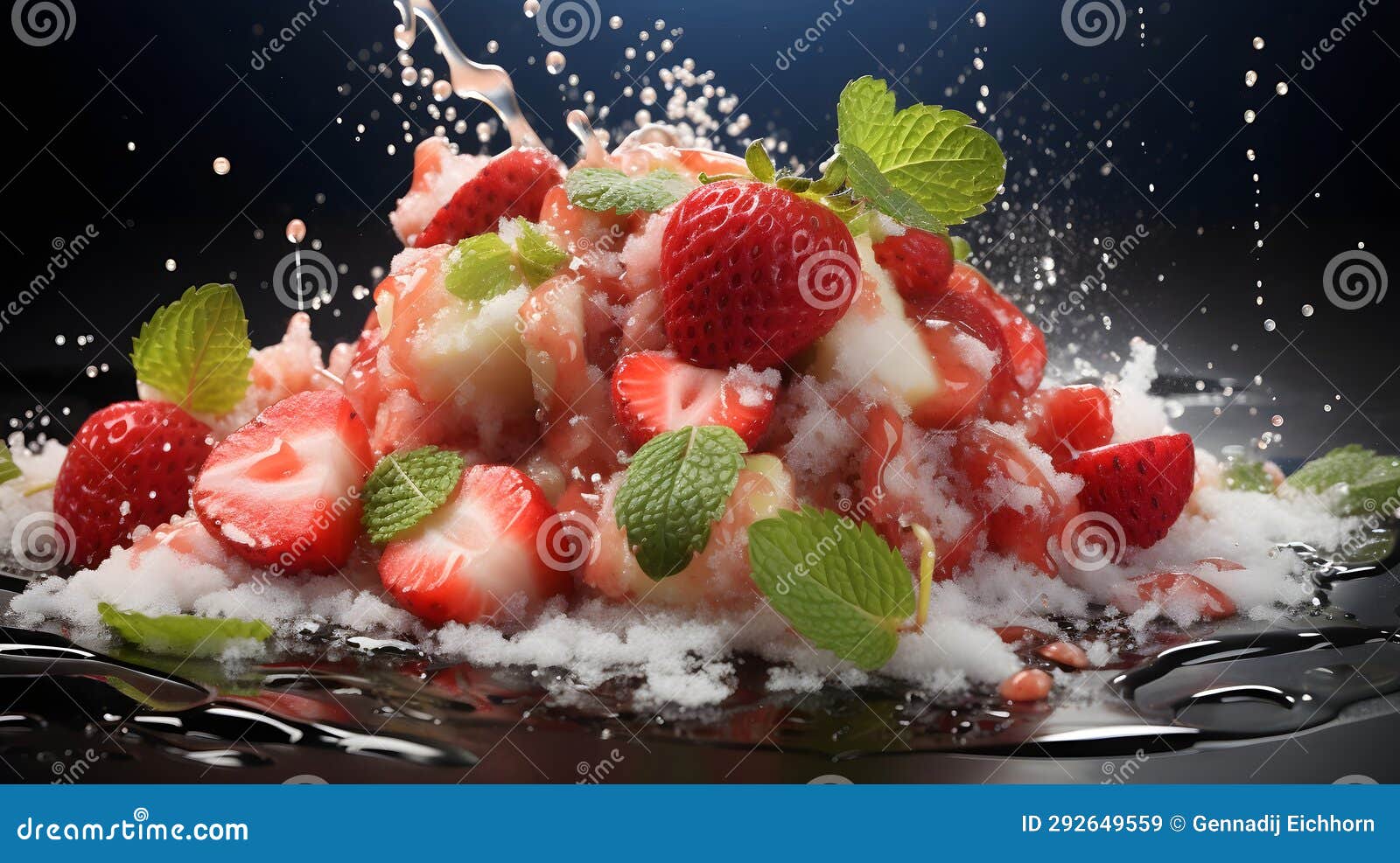 immerse yourself in the vibrant world of asian culinary photography, where flying strawberry and banana chunks take the spotlight,