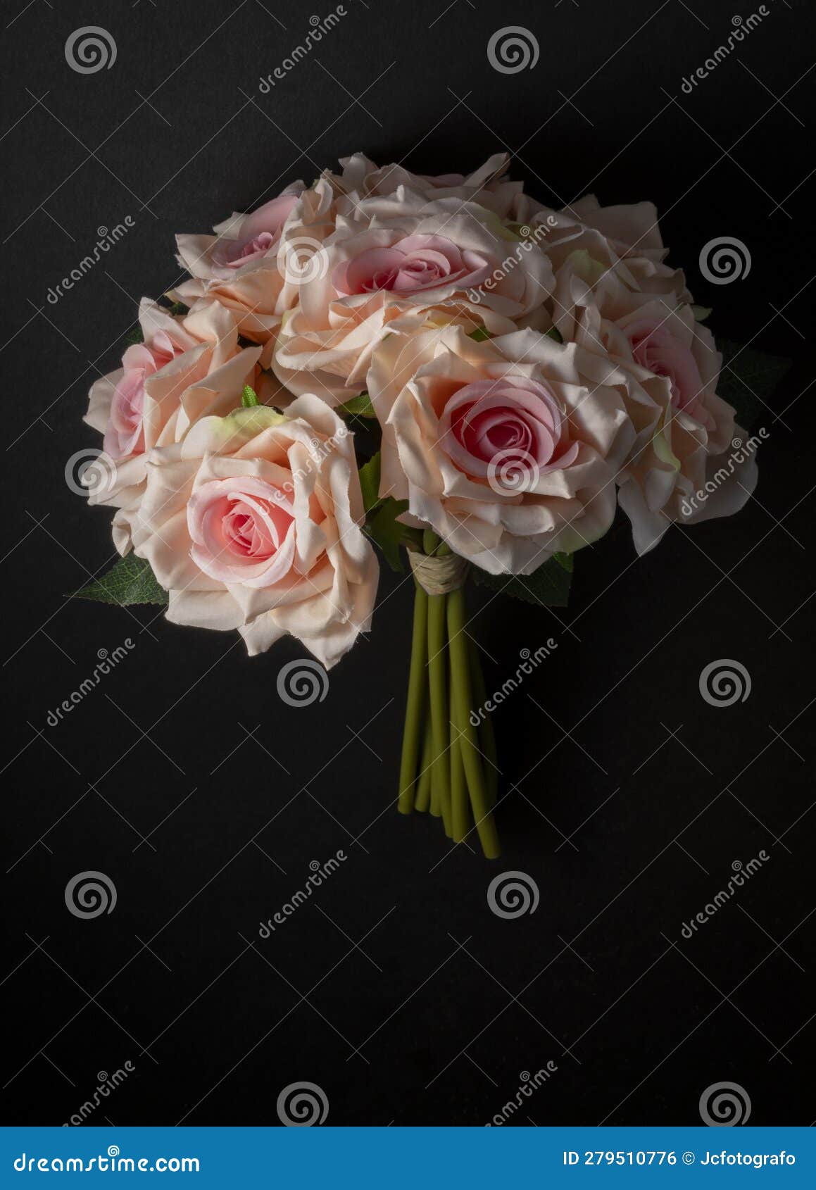 floral ornament of white roses on a black background