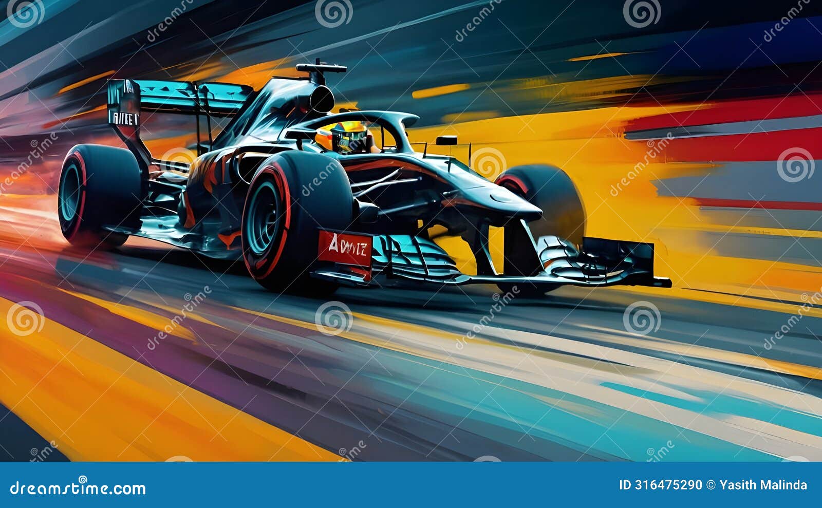 an adrenaline-filled f1 racing abstract color 