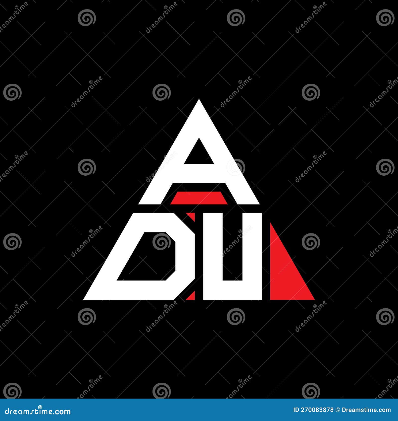adu triangle letter logo  with triangle . adu triangle logo  monogram. adu triangle  logo template with red
