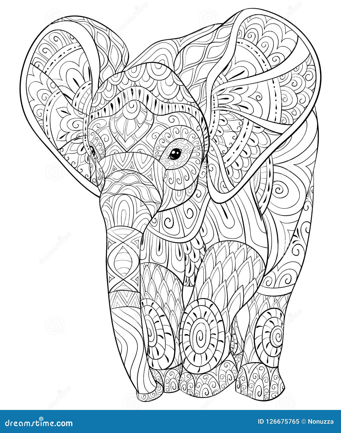 Adult Coloring Book,page Acute Elephant Illustration for Relaxing ...