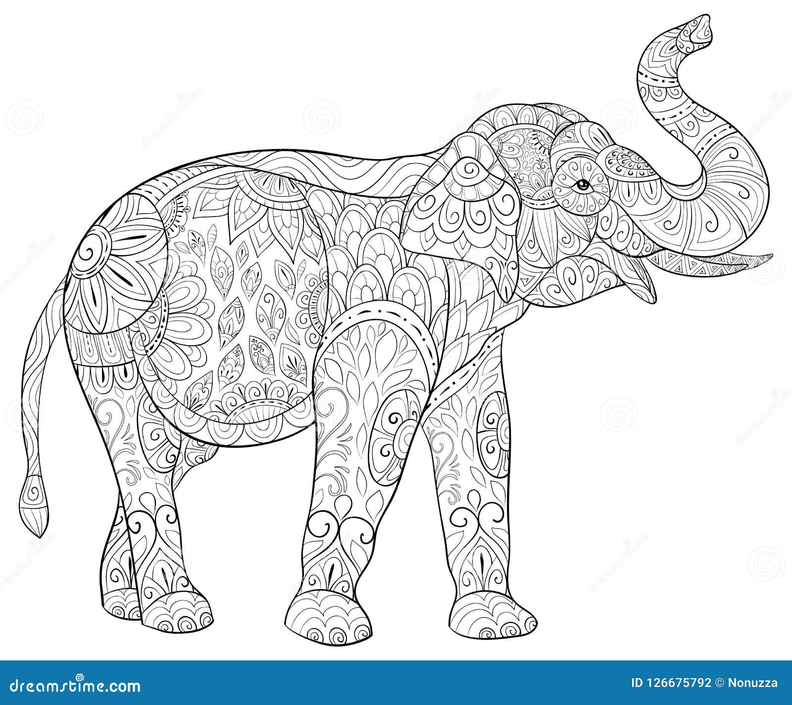 Adult Coloring Book,page a Cute Elephant Illustration for Relaxing ...